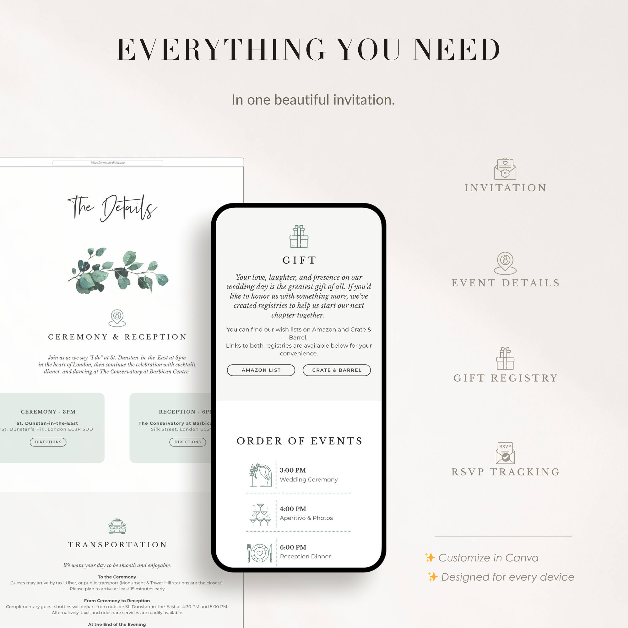 LUISA Elegant Online Digital Wedding Invitation with RSVP