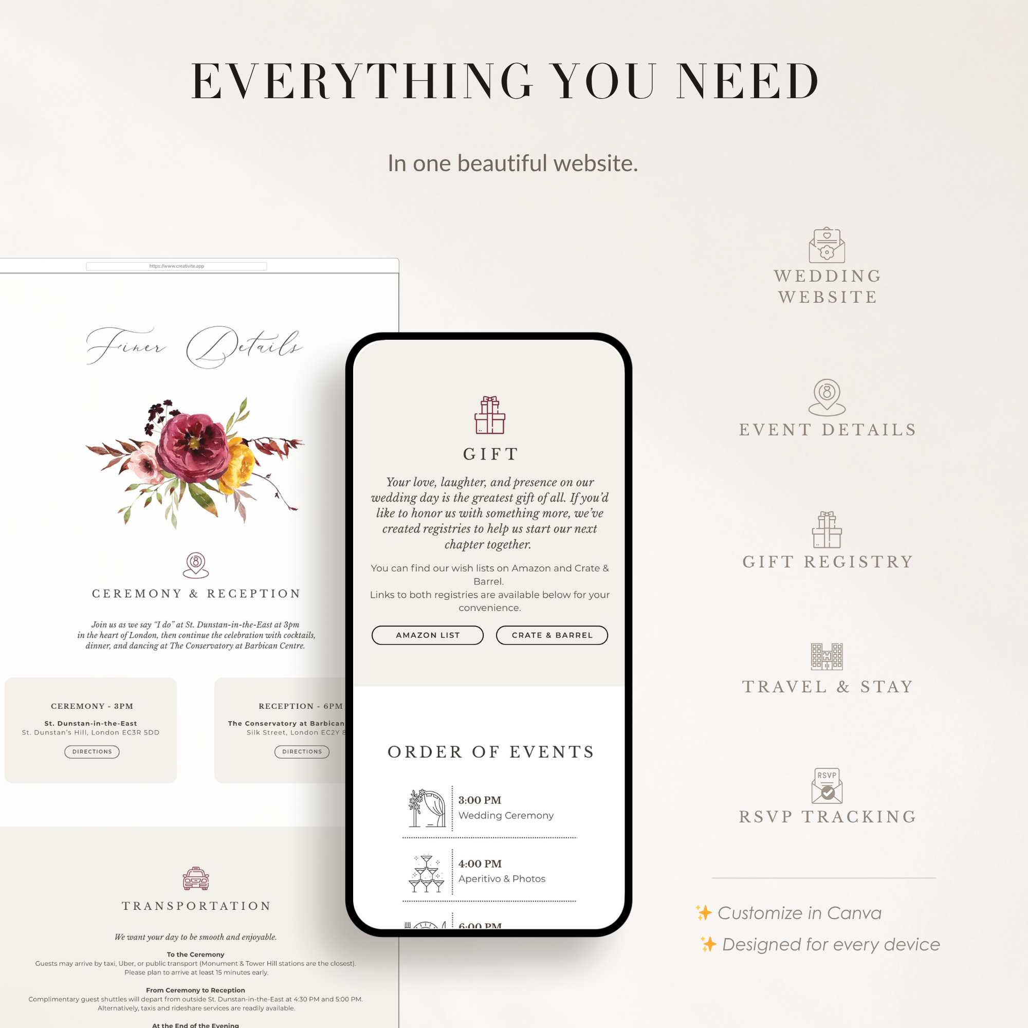 AMBRA Wedding Website Template for Canva with RSVP
