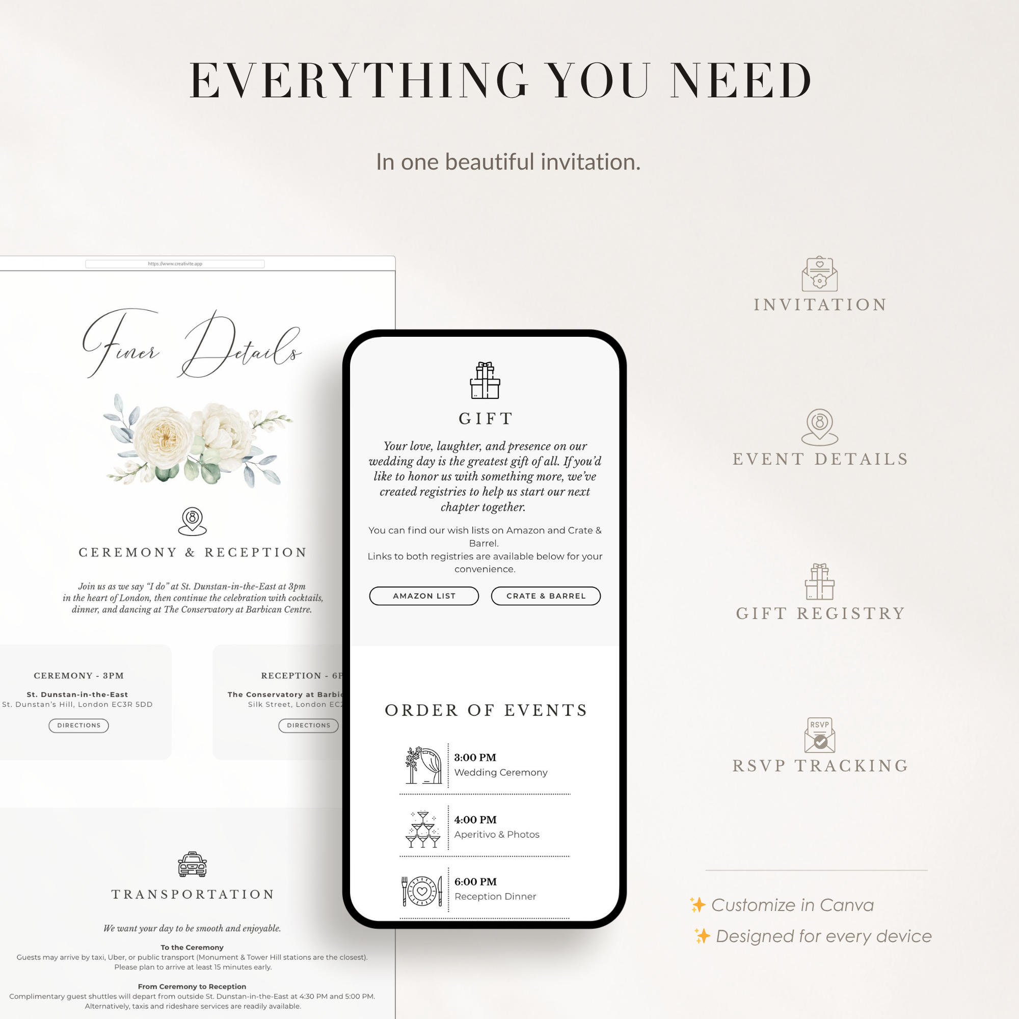 ELLA Modern Online Digital Wedding Invitation with RSVP