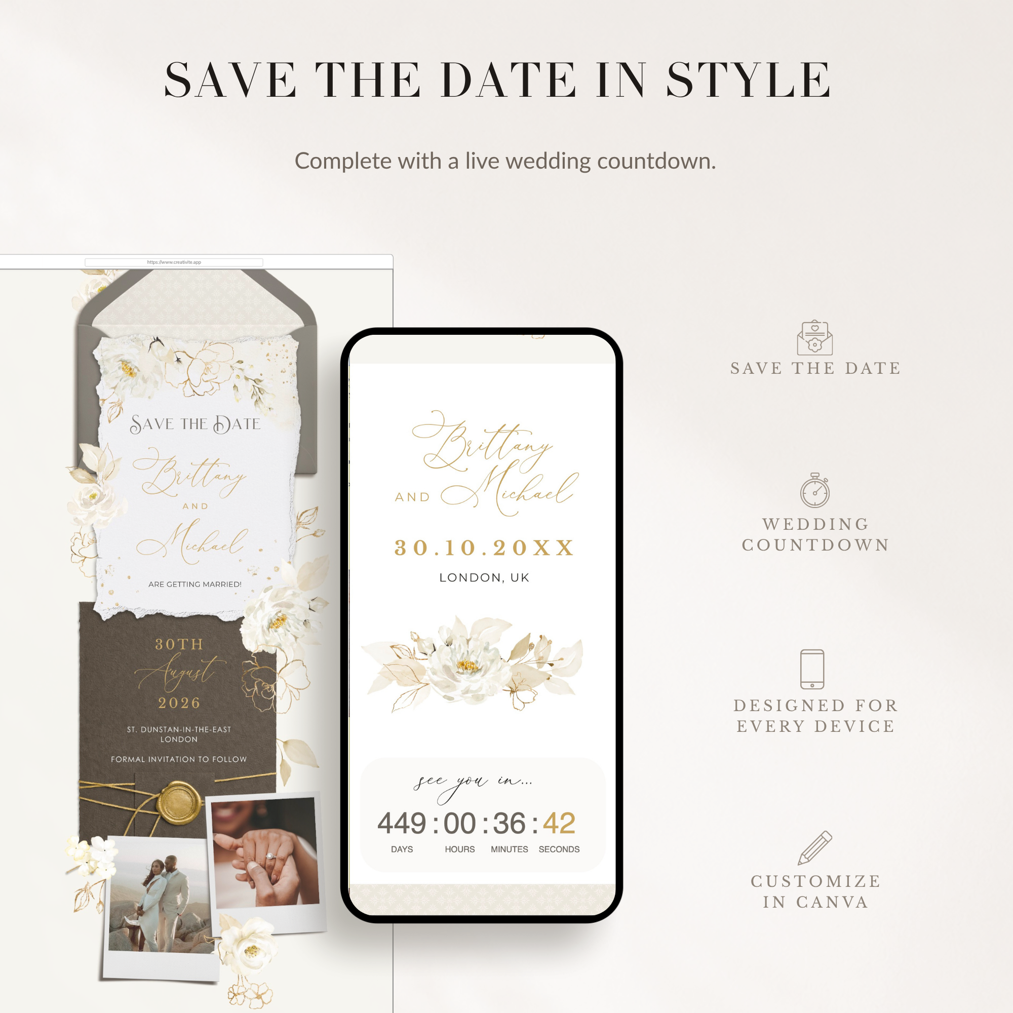 DORA Elegant Online Digital Save the Date