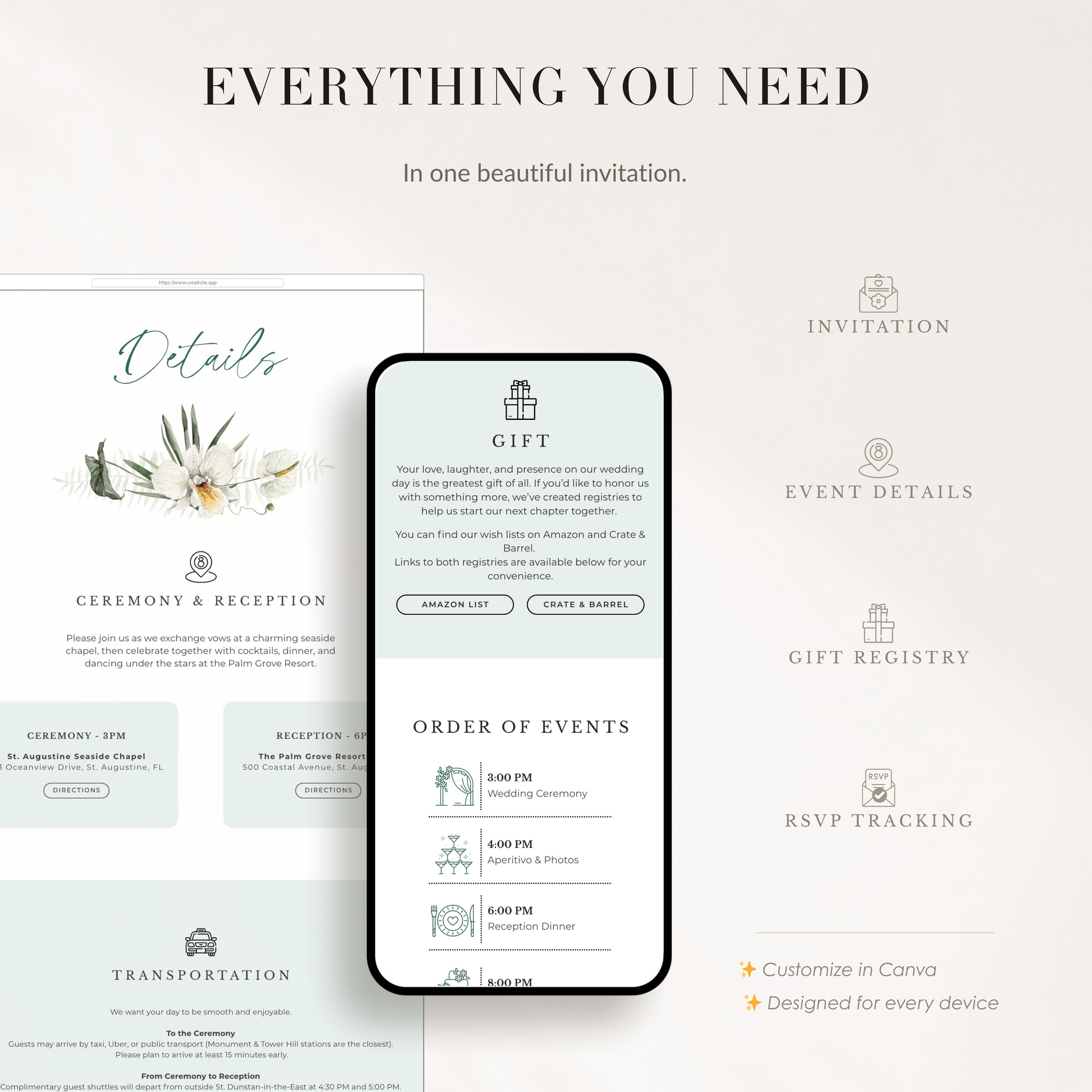 ISLA Tropical Online Digital Wedding Invitation with RSVP