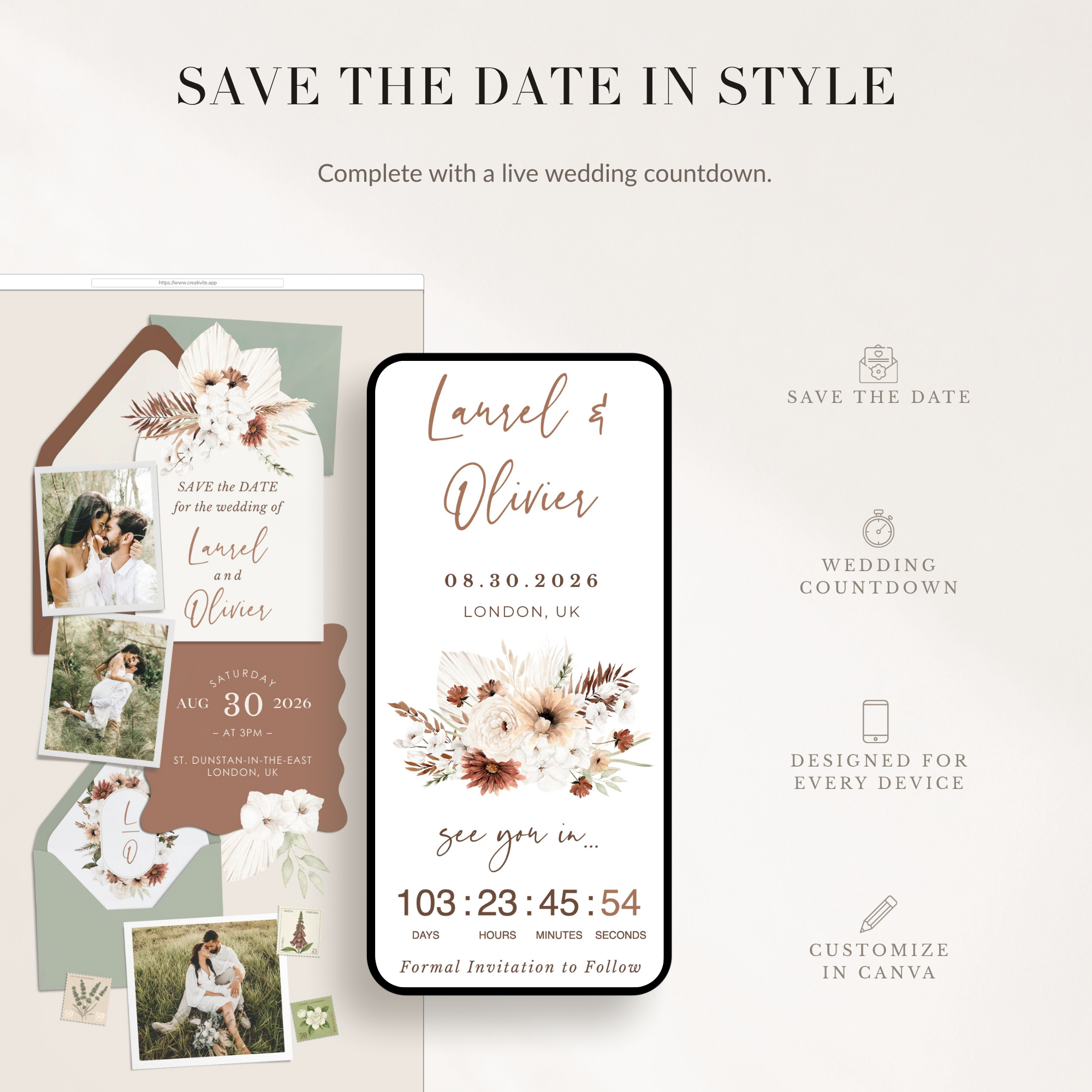 LAUREL Boho Online Digital Save the Date