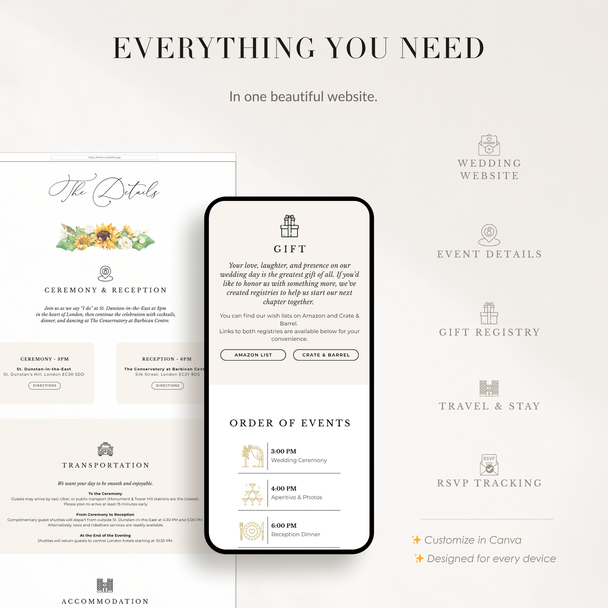 MARISOL Wedding Website Template for Canva with RSVP