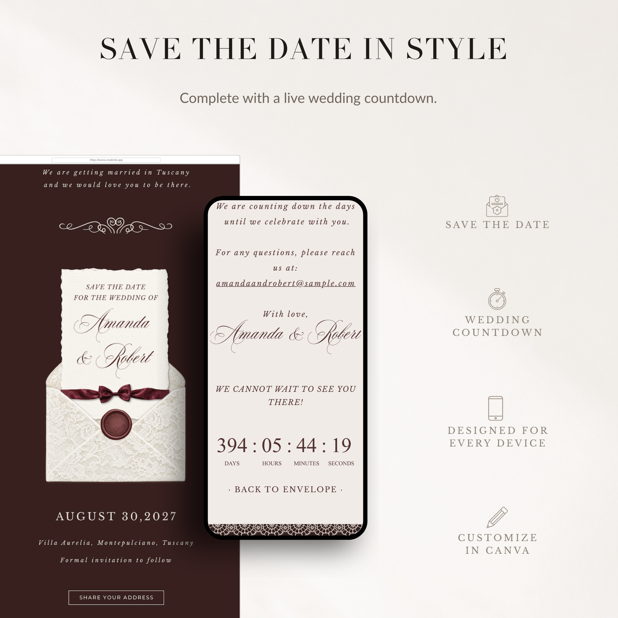 Old Money Online Digital Save the Date