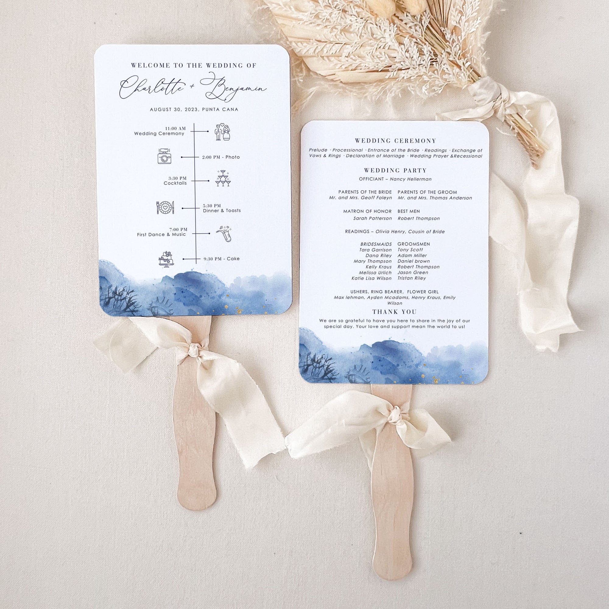 YLENIA Wedding Program Fans Diy