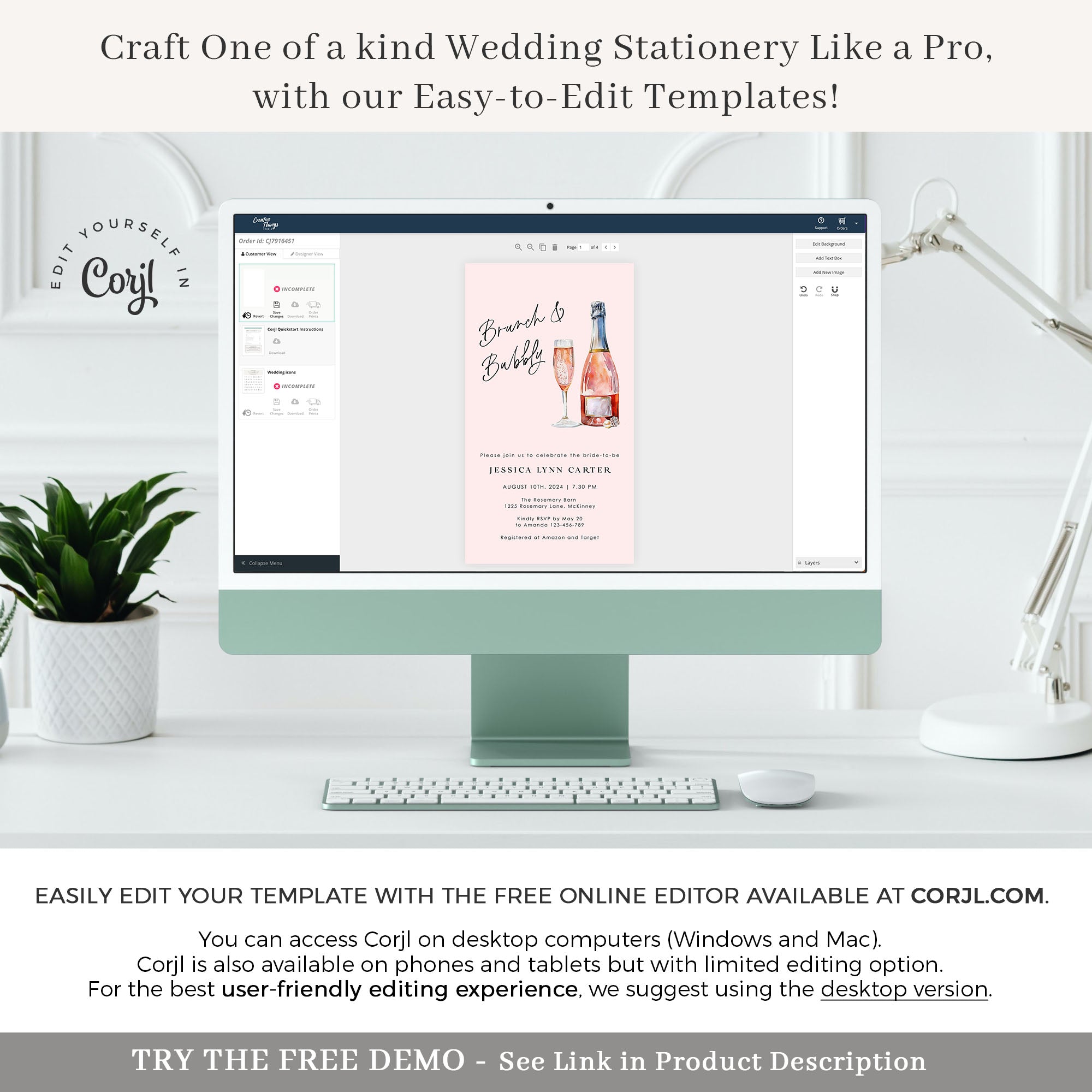 Brunch &amp; Bubbly Bridal Shower Invitation Evite