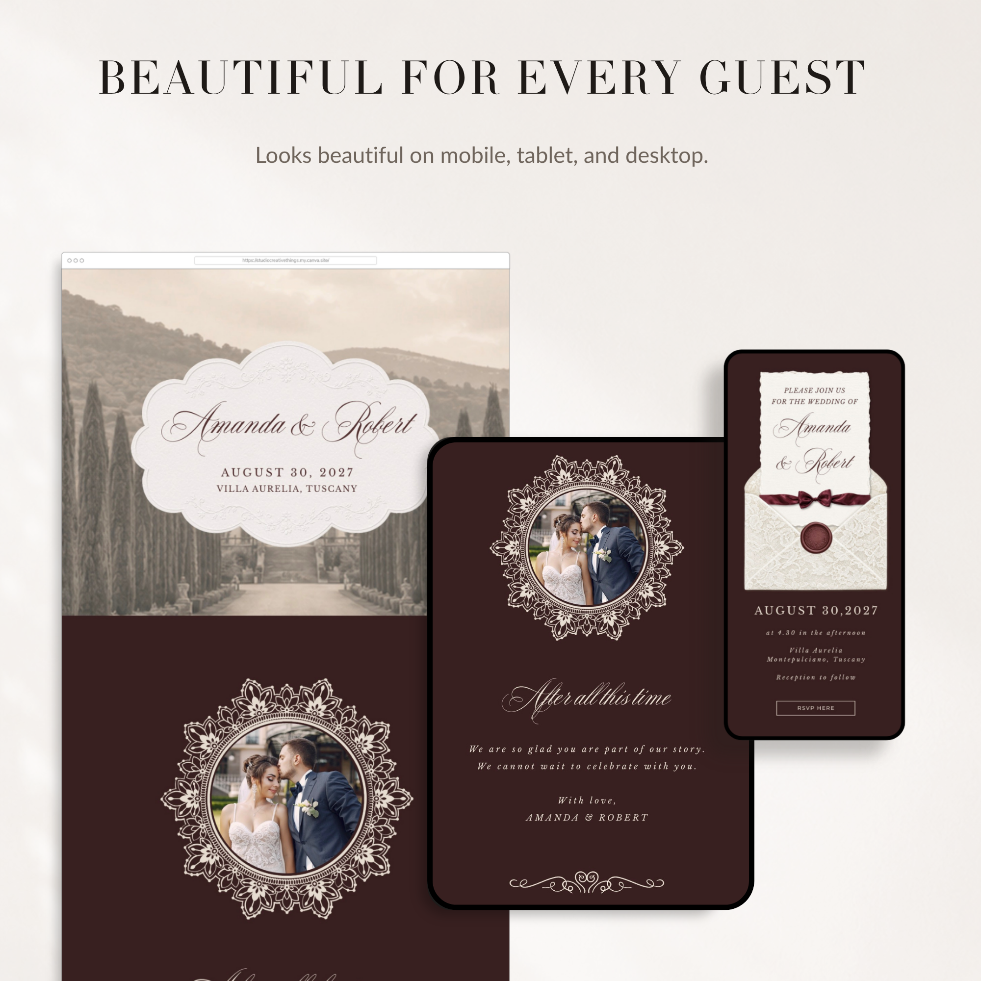 Old Money Online Digital Wedding Invitation with RSVP