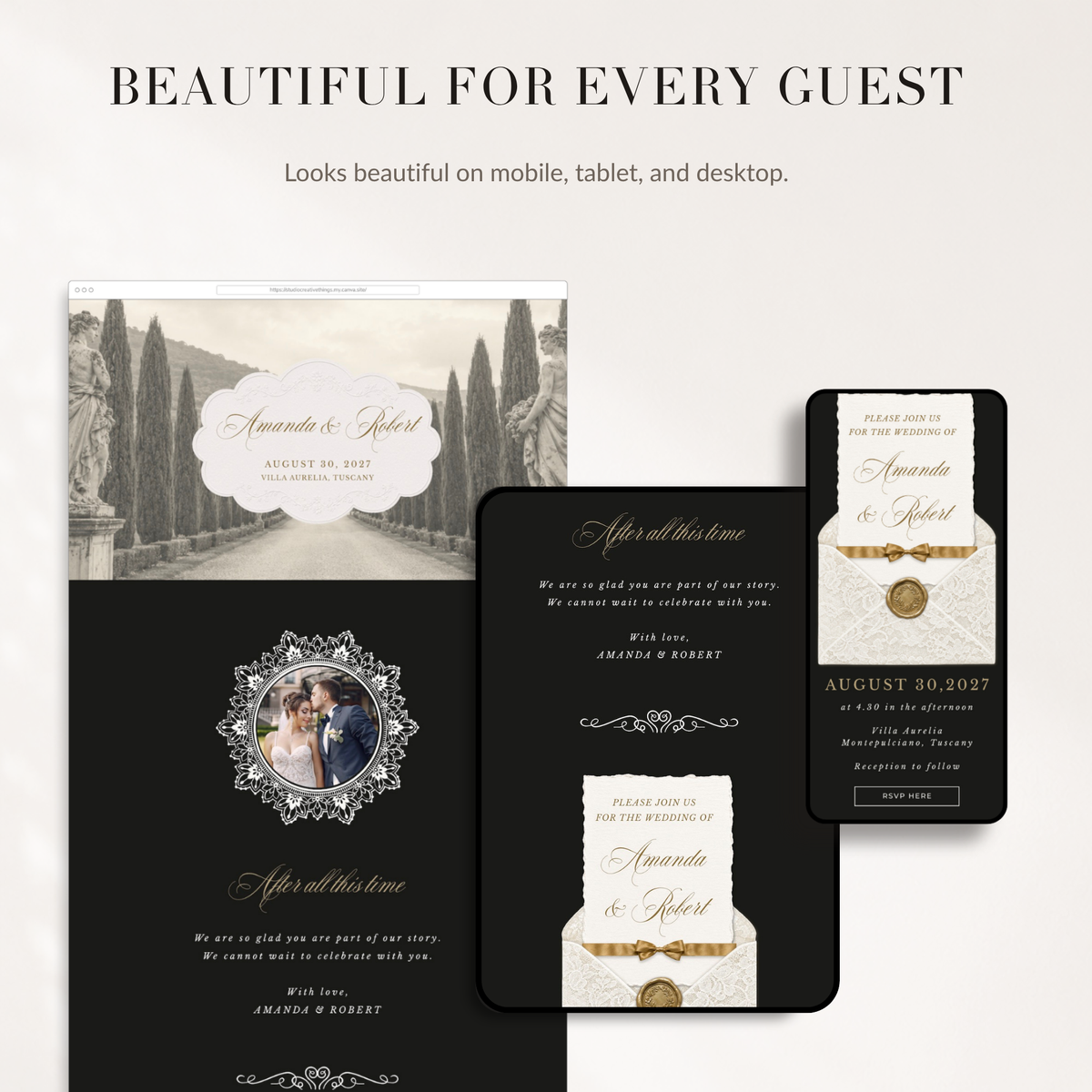 Old Money Online Digital Wedding Invitation with RSVP