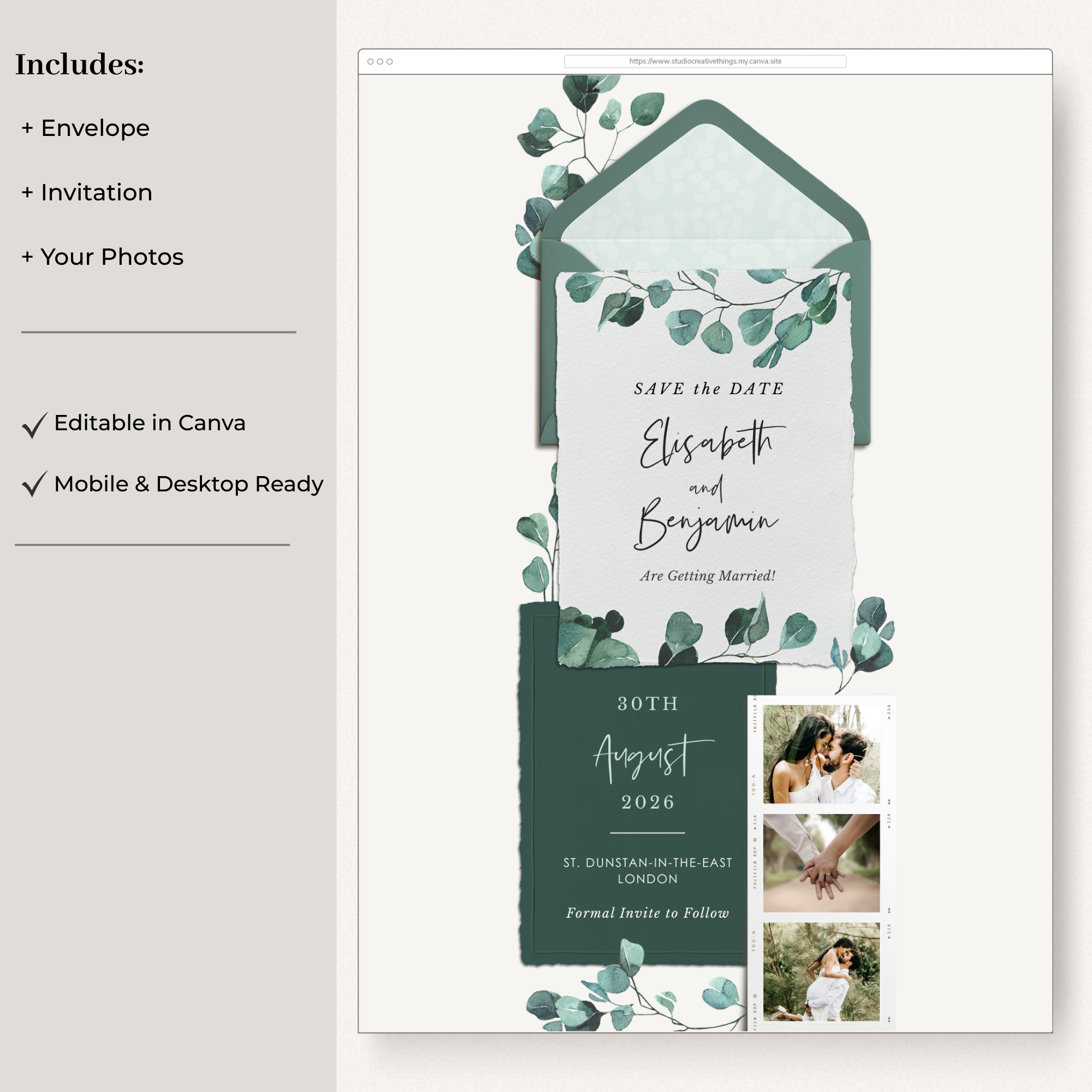 LUISA Eucalyptus Online Digital Save the Date