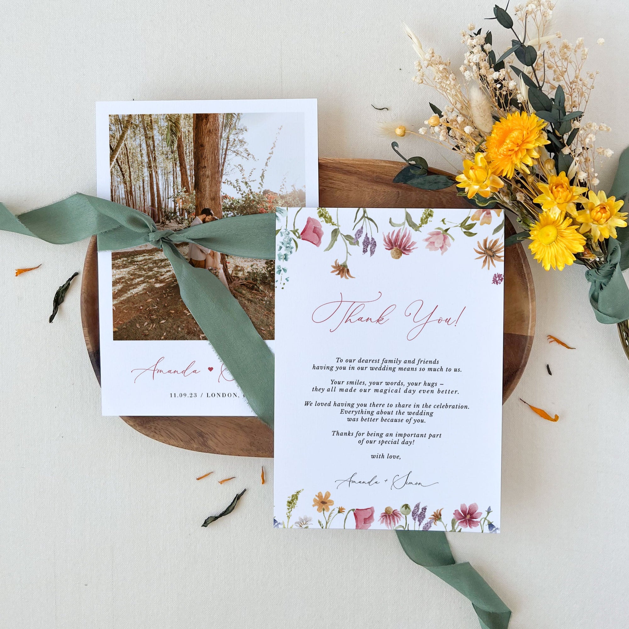 APRIL Floral Wedding Thank You Card Printable