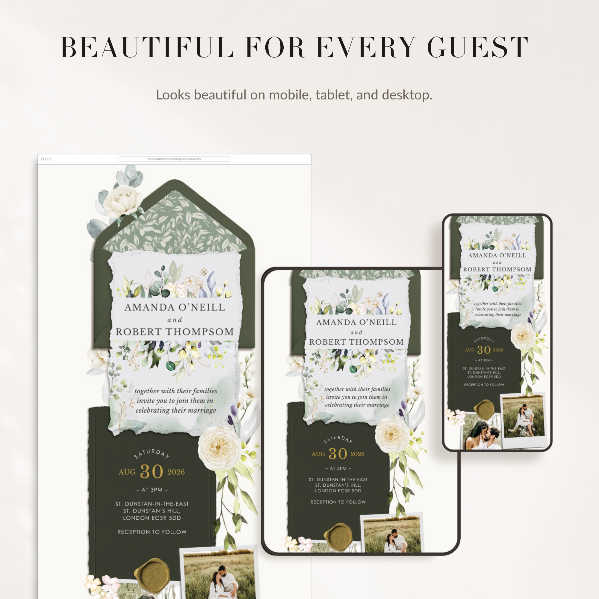 FLORA Rustic Online Digital Wedding Invitation with RSVP