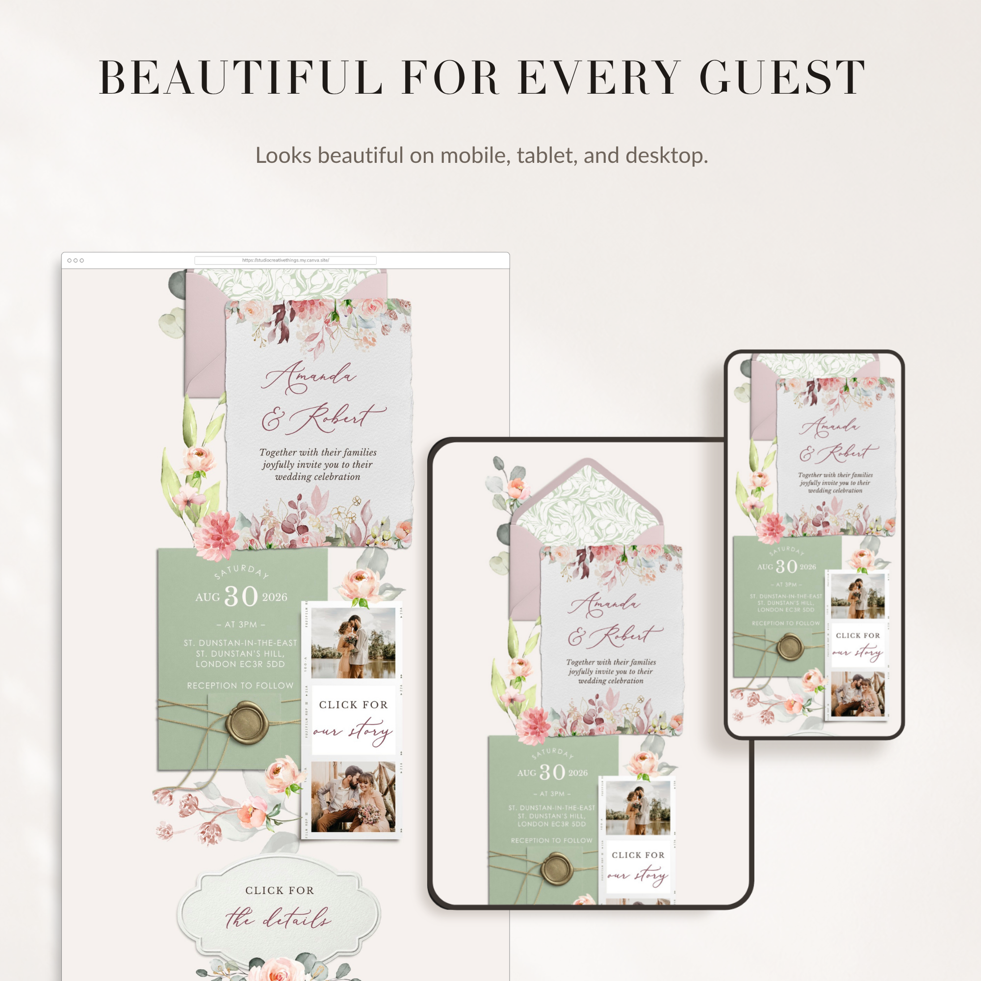 Fiorella Wedding Website Template for Canva with RSVP