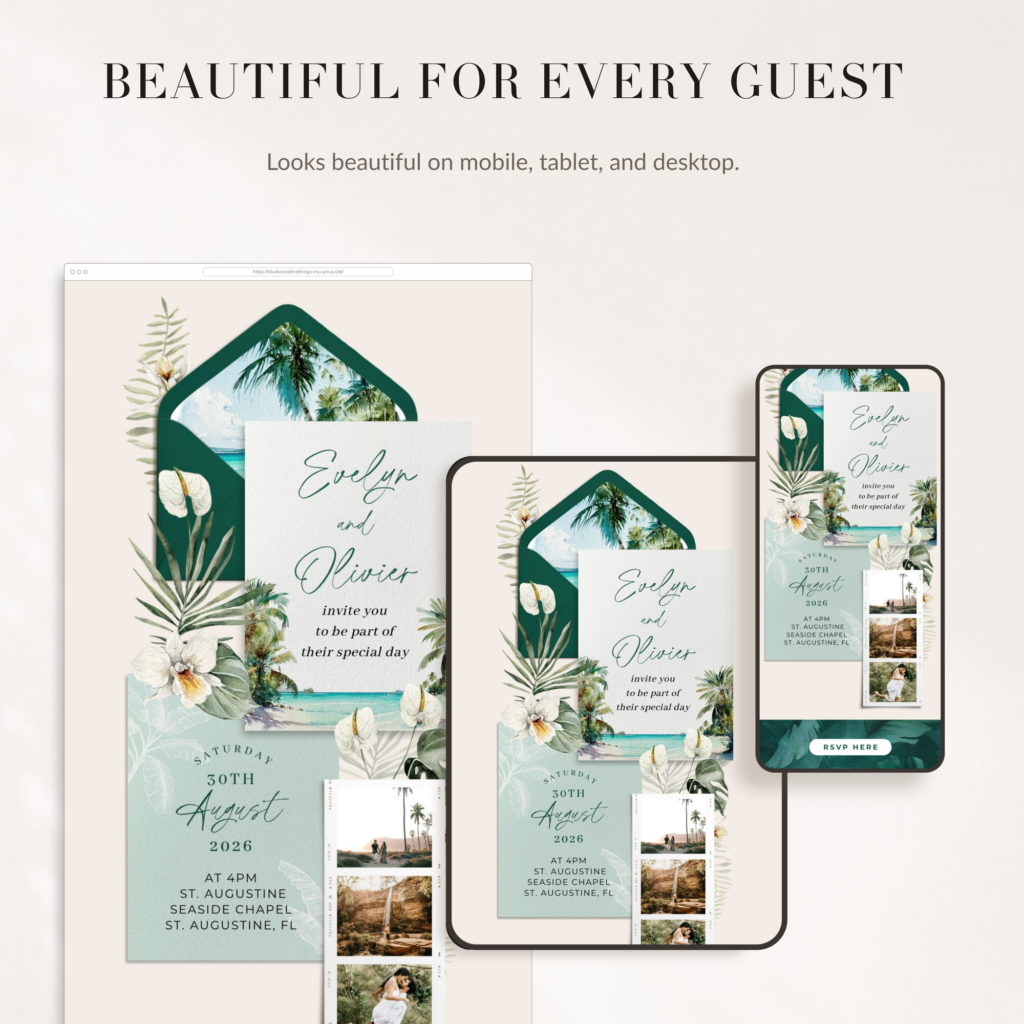 ISLA Tropical Online Digital Wedding Invitation with RSVP