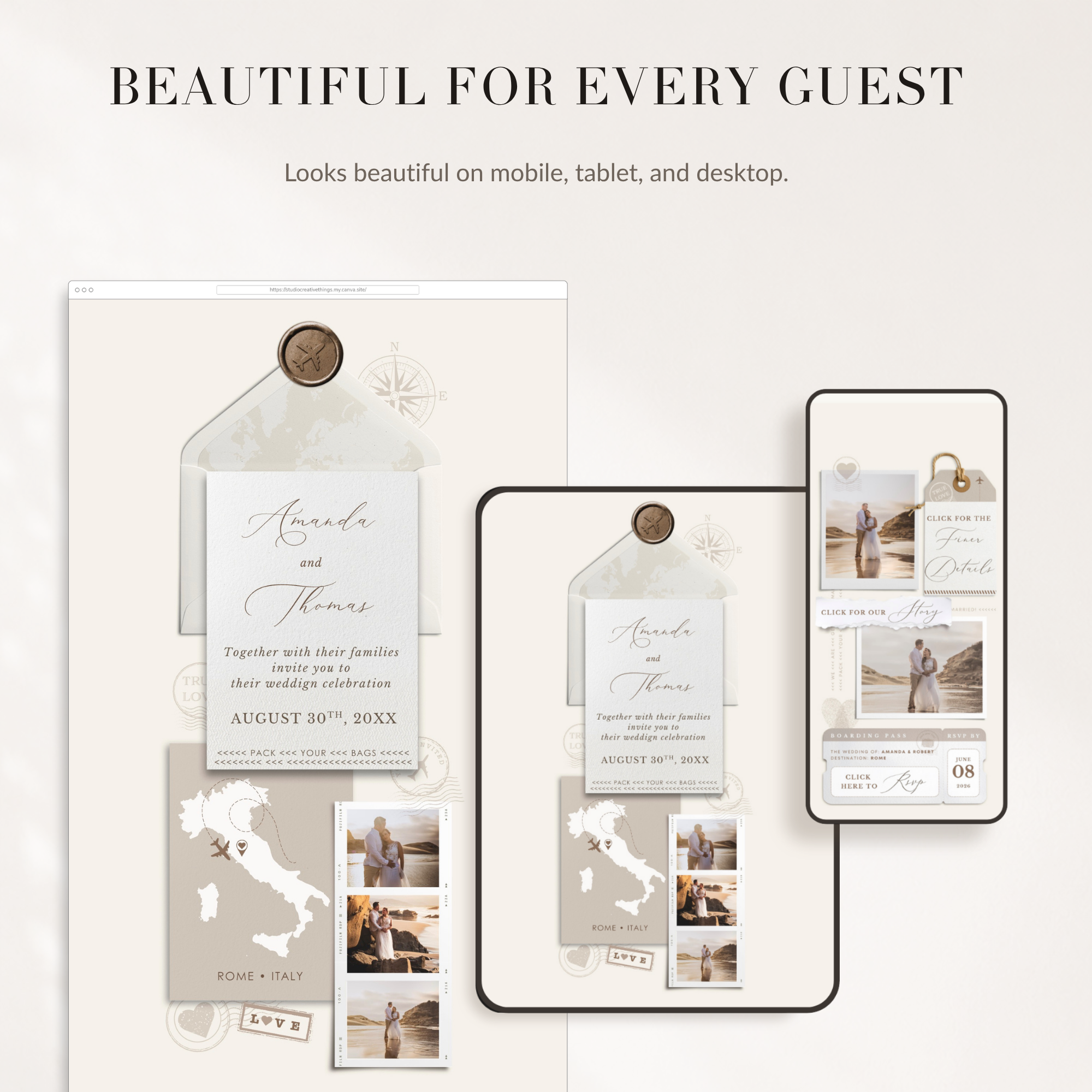 SOFIA Destination Wedding Website Canva Template with RSVP