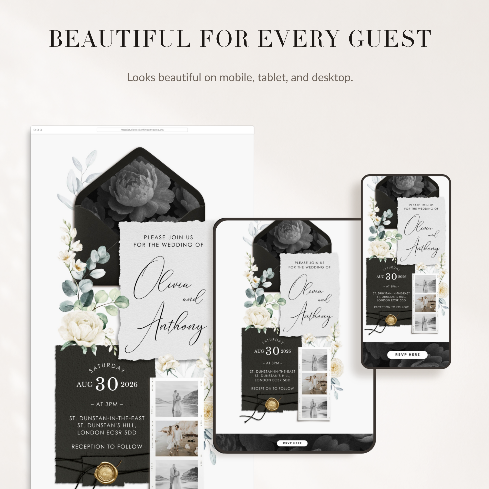 ELLA Modern Online Digital Wedding Invitation with RSVP