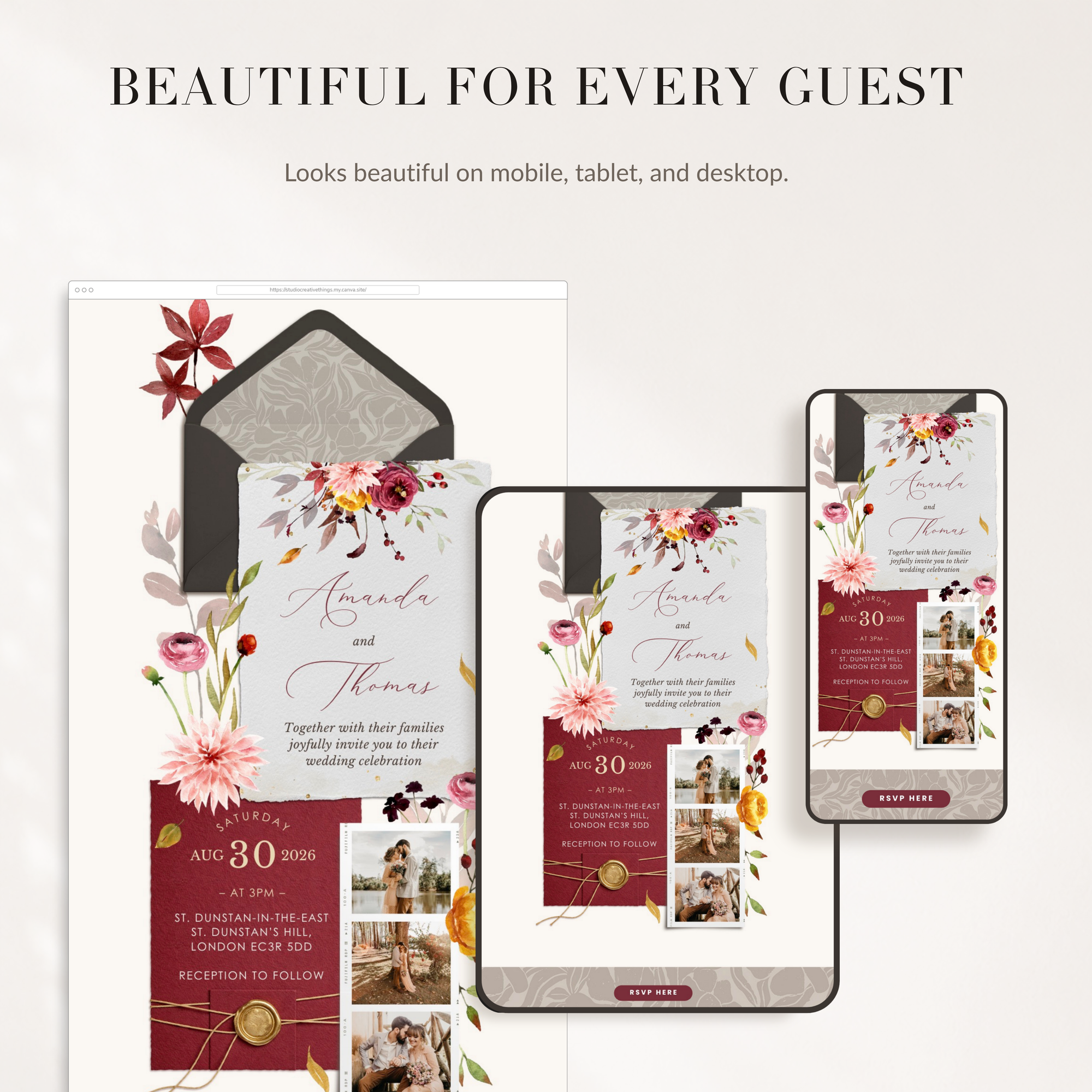 AMBRA Fall Online Digital Wedding Invitation with RSVP