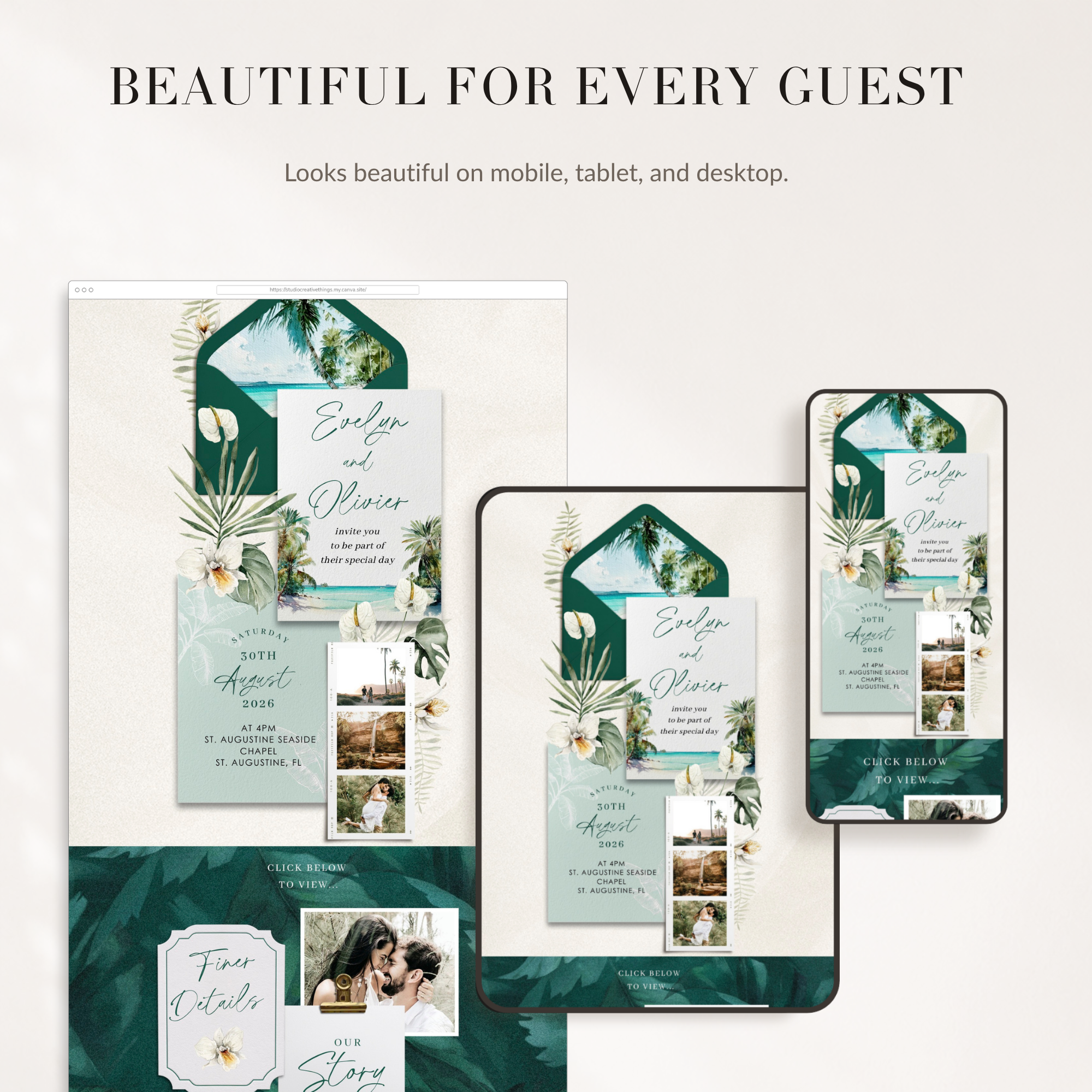 ISLA Tropical Wedding Website Template for Canva with RSVP