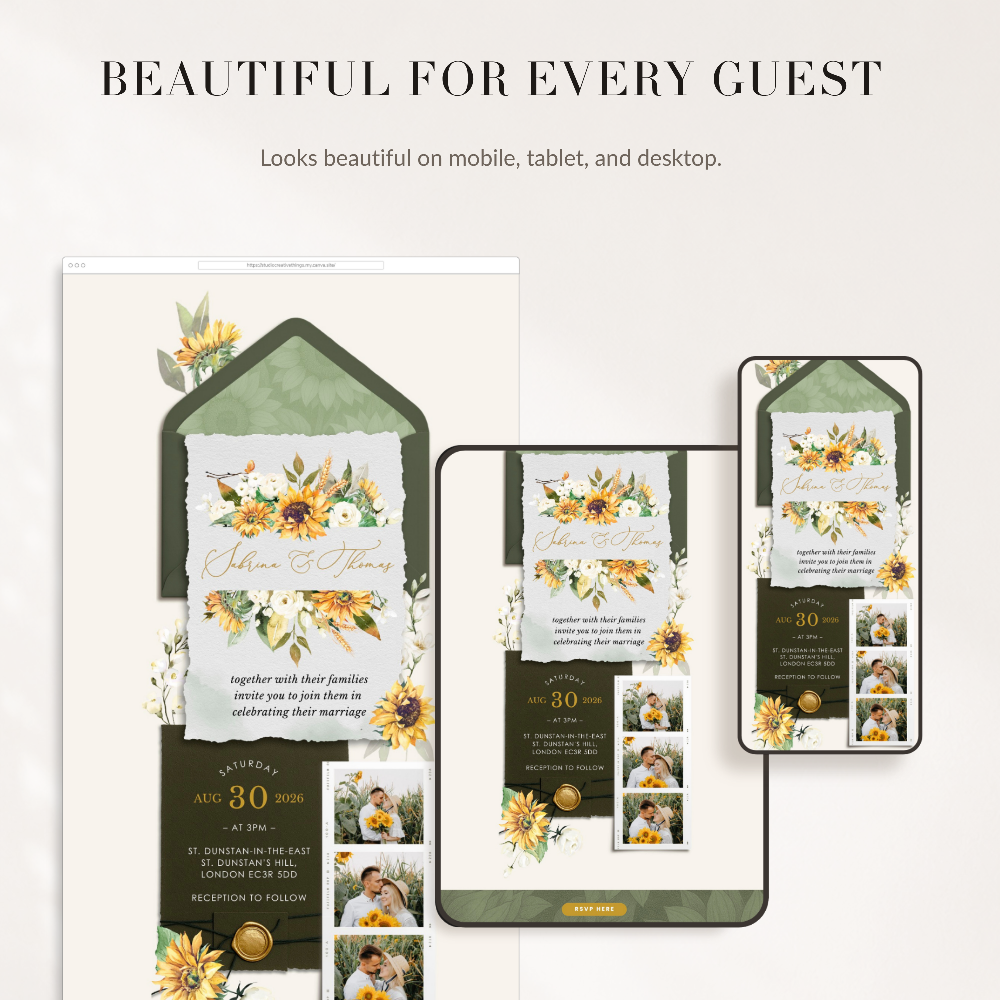 MARISOL Sunflowers Online Digital Wedding Invitation with RSVP