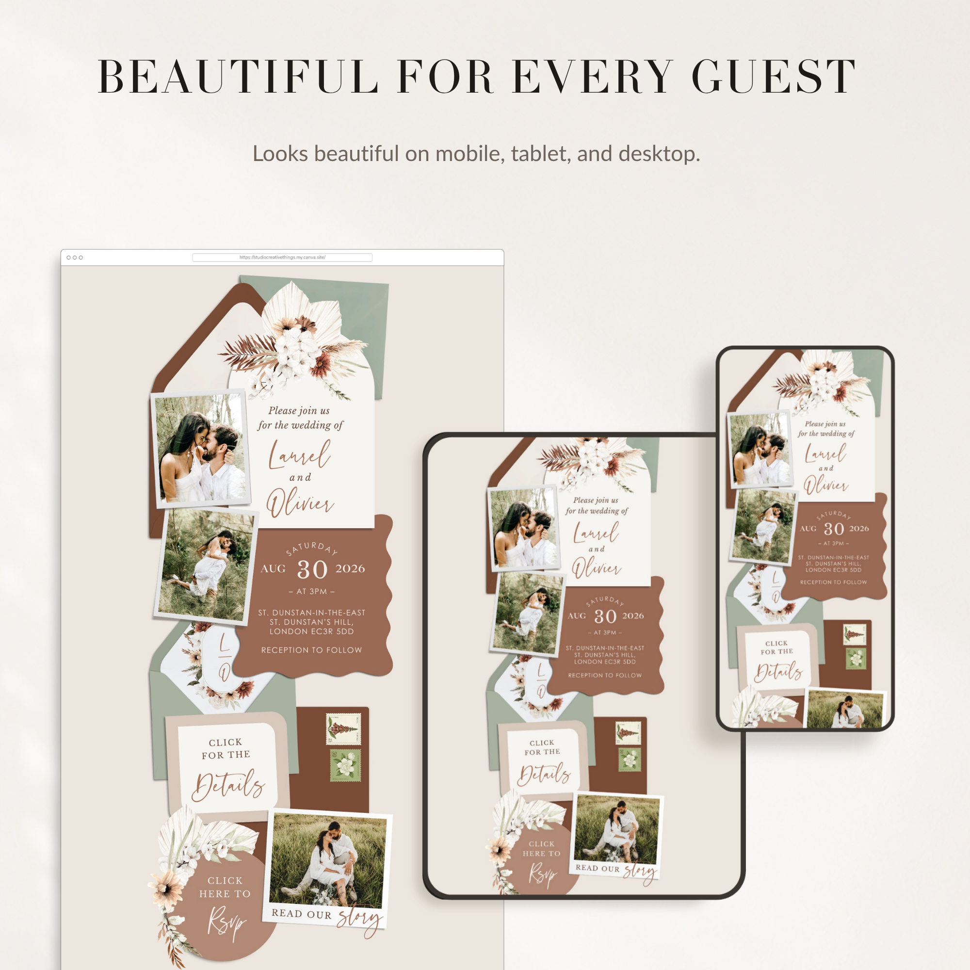 LAUREL Wedding Website Template for Canva with RSVP
