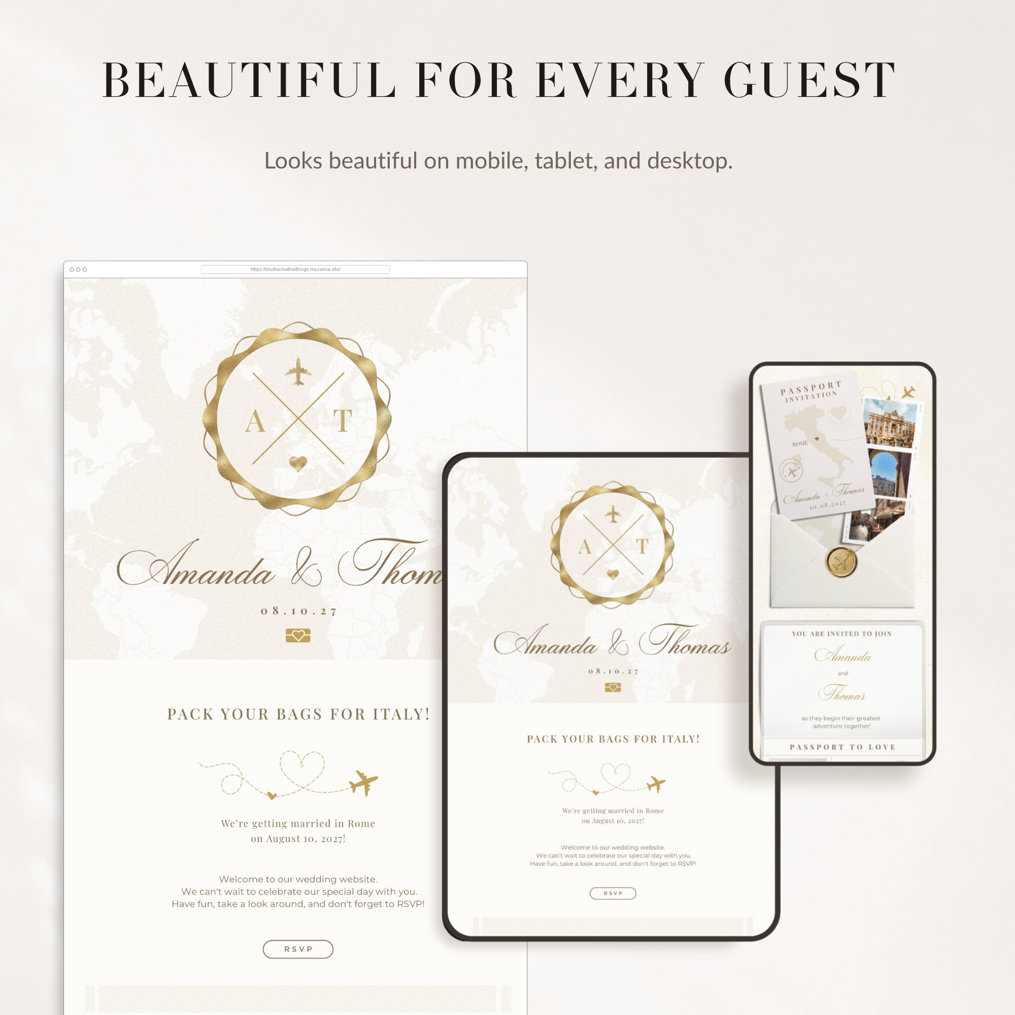 SOFIA Destination Wedding Website Template for Canva with RSVP