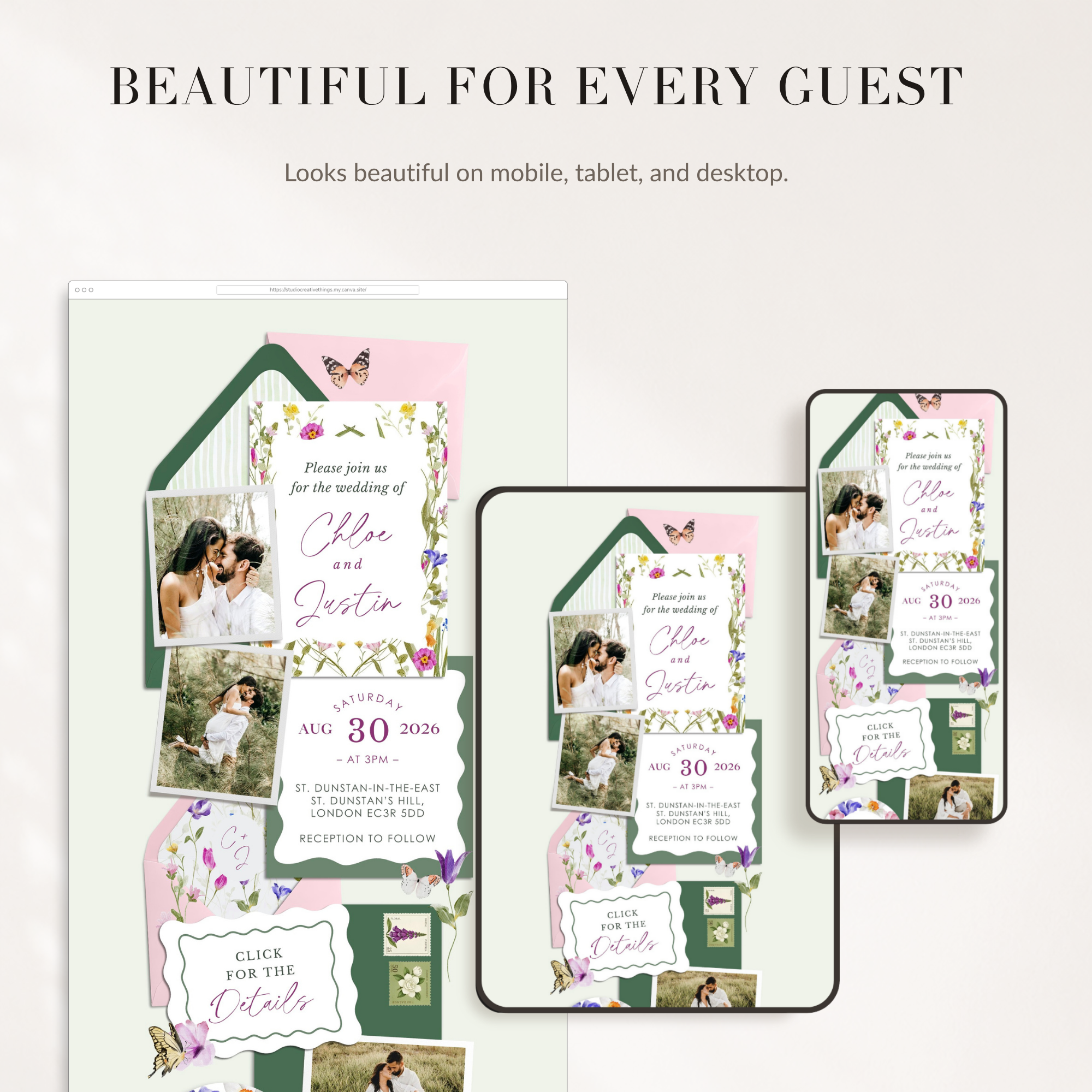 CLOE Wedding Website Template for Canva with RSVP