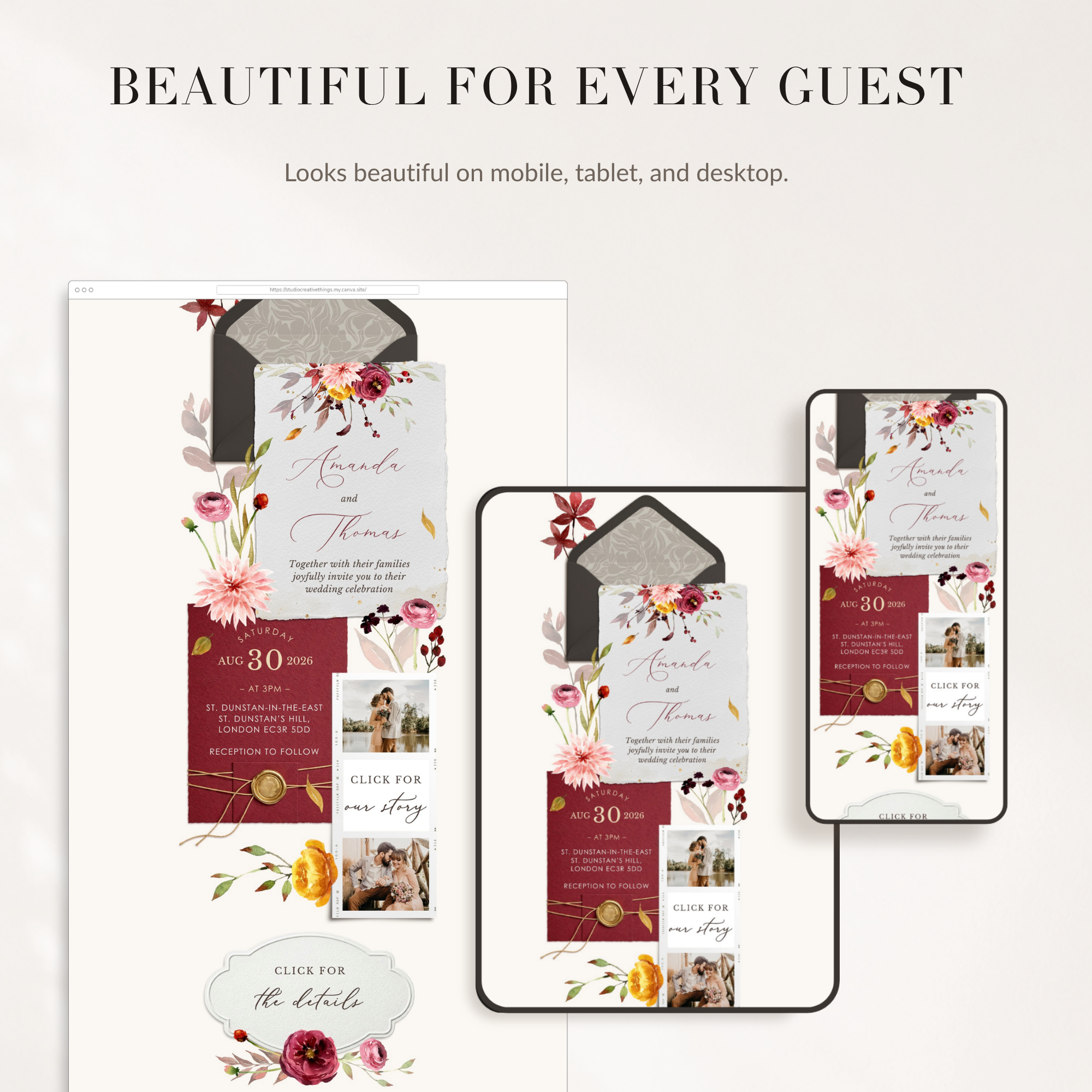 AMBRA Wedding Website Template for Canva with RSVP