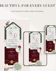 Flora Wedding Website Template for Canva with RSVP - Burgundy & Olive Green