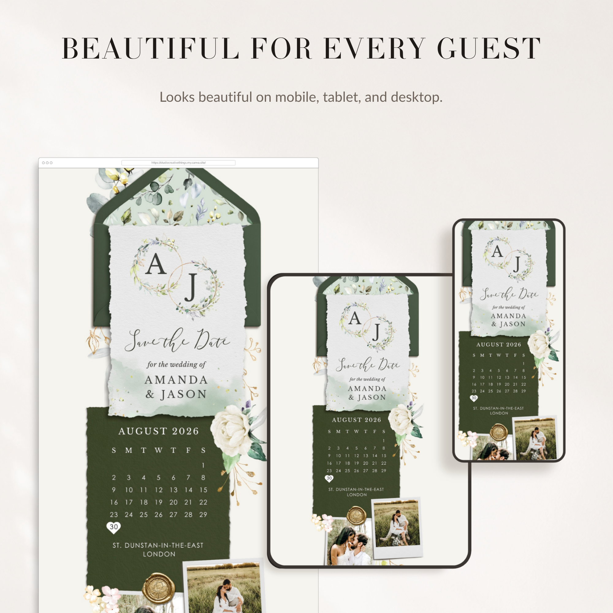 Rustic Online Digital Save the Date with Calendar