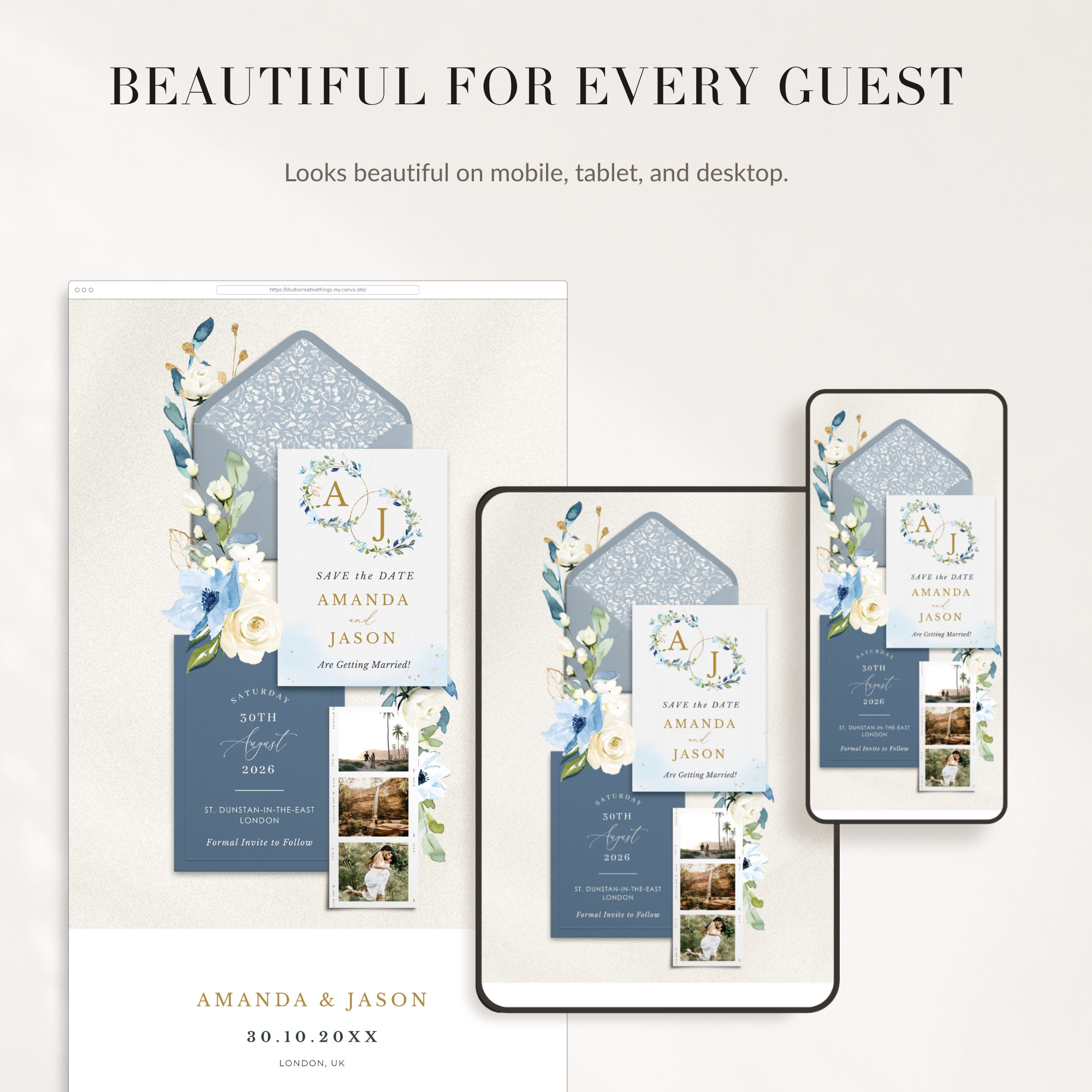 AZZURRA Dusty Blue Online Digital Save the Date