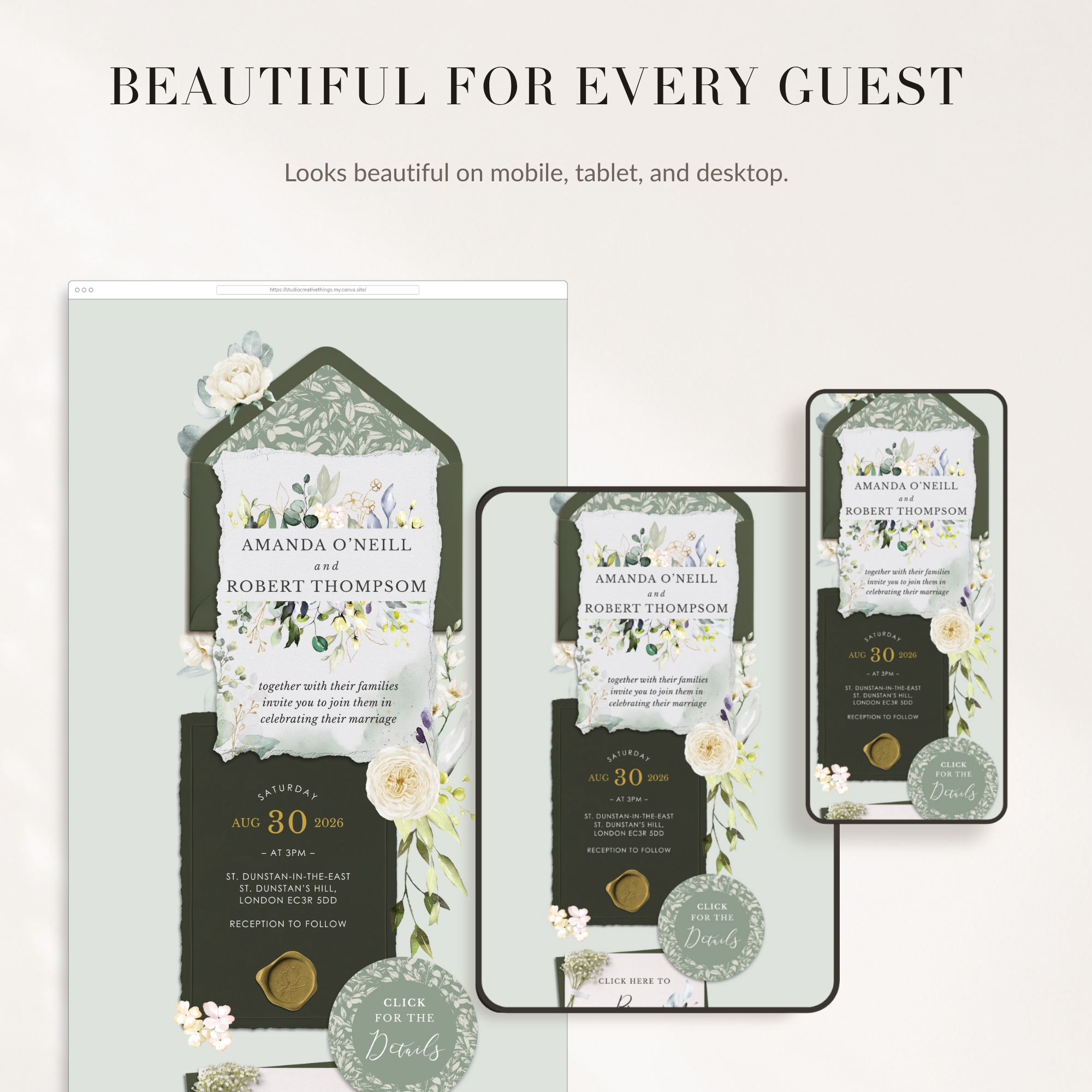 Flora Wedding Website Template for Canva with RSVP