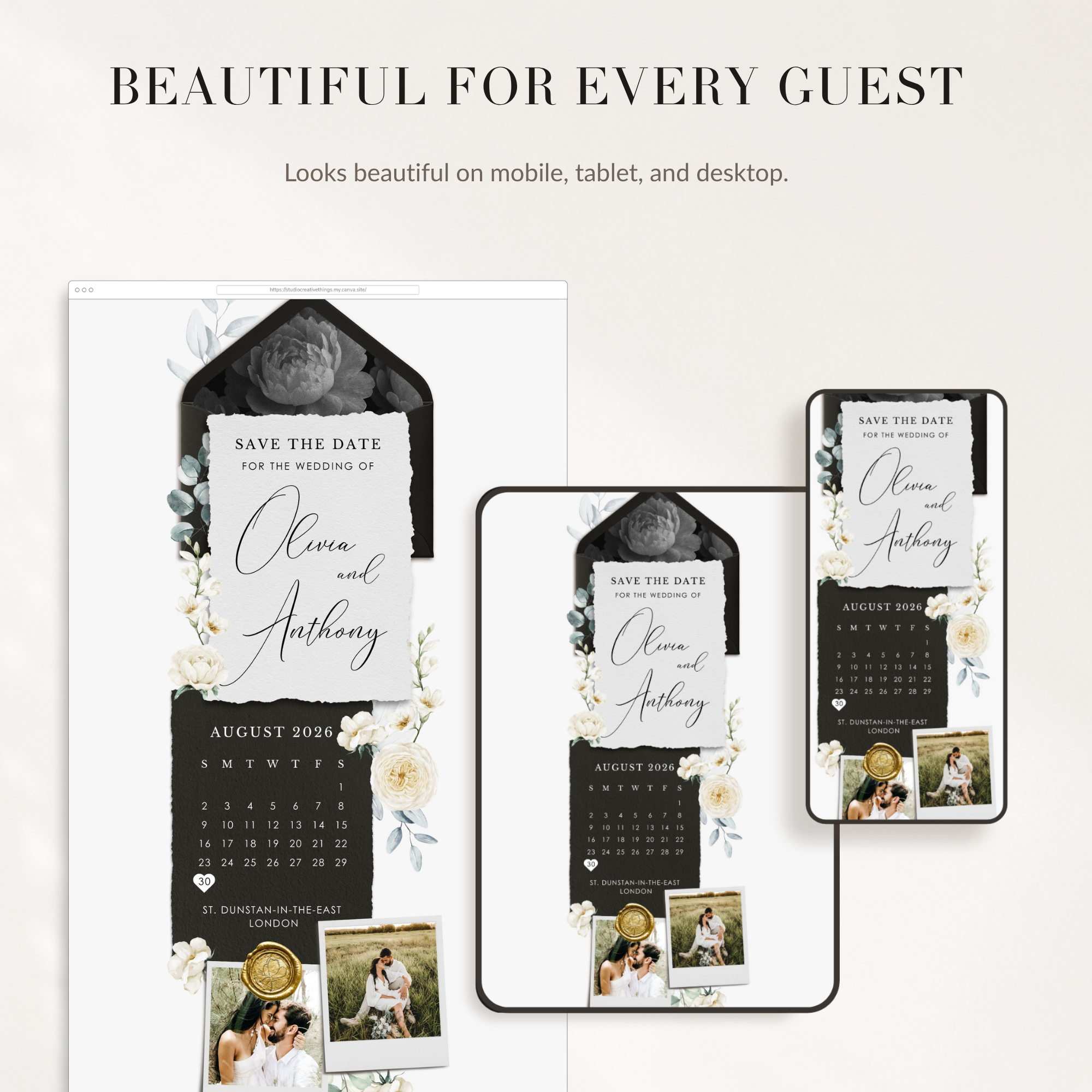 ELLA Modern Online Digital Save the Date with Calendar