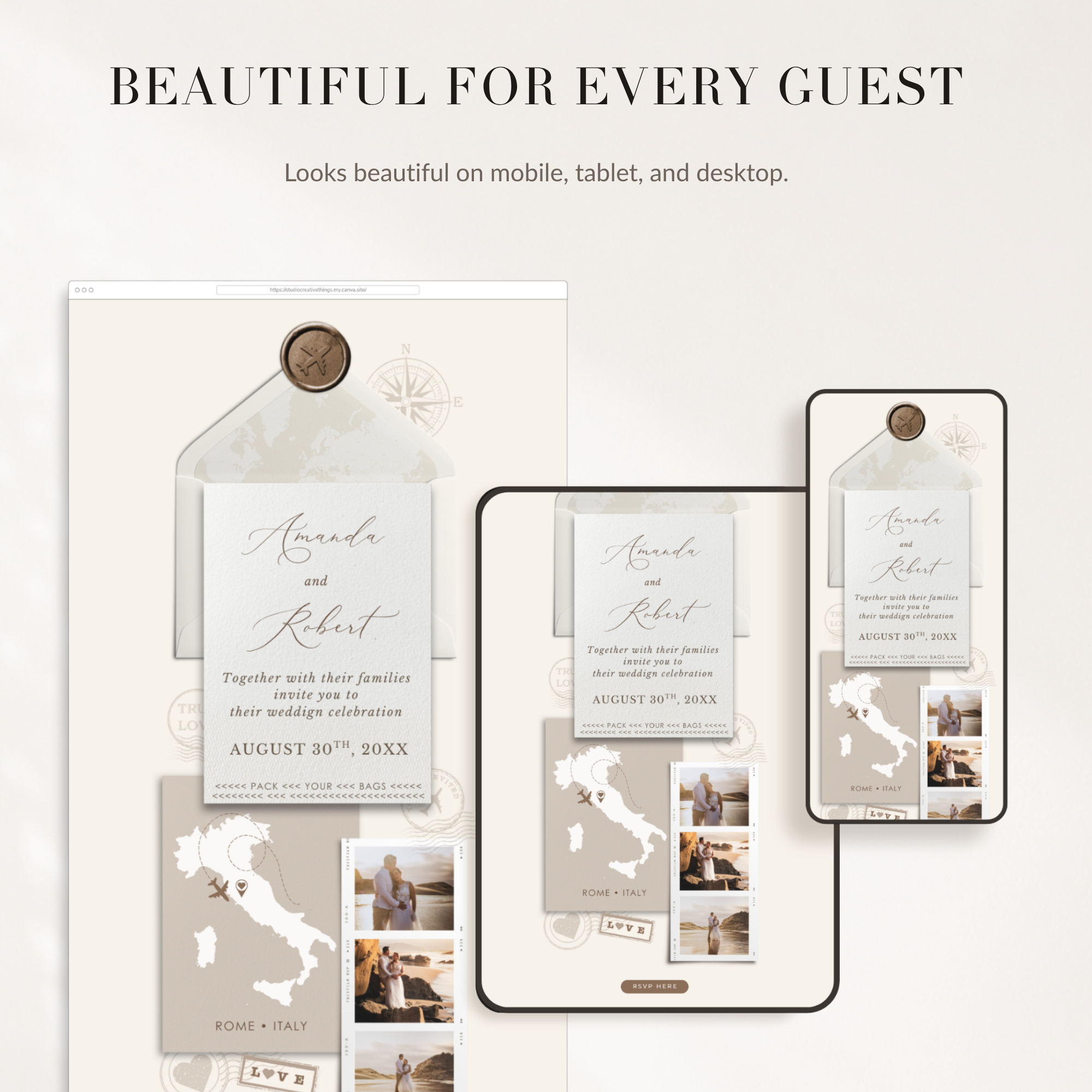 SOFIA Travel Theme Online Digital Wedding Invitation with RSVP