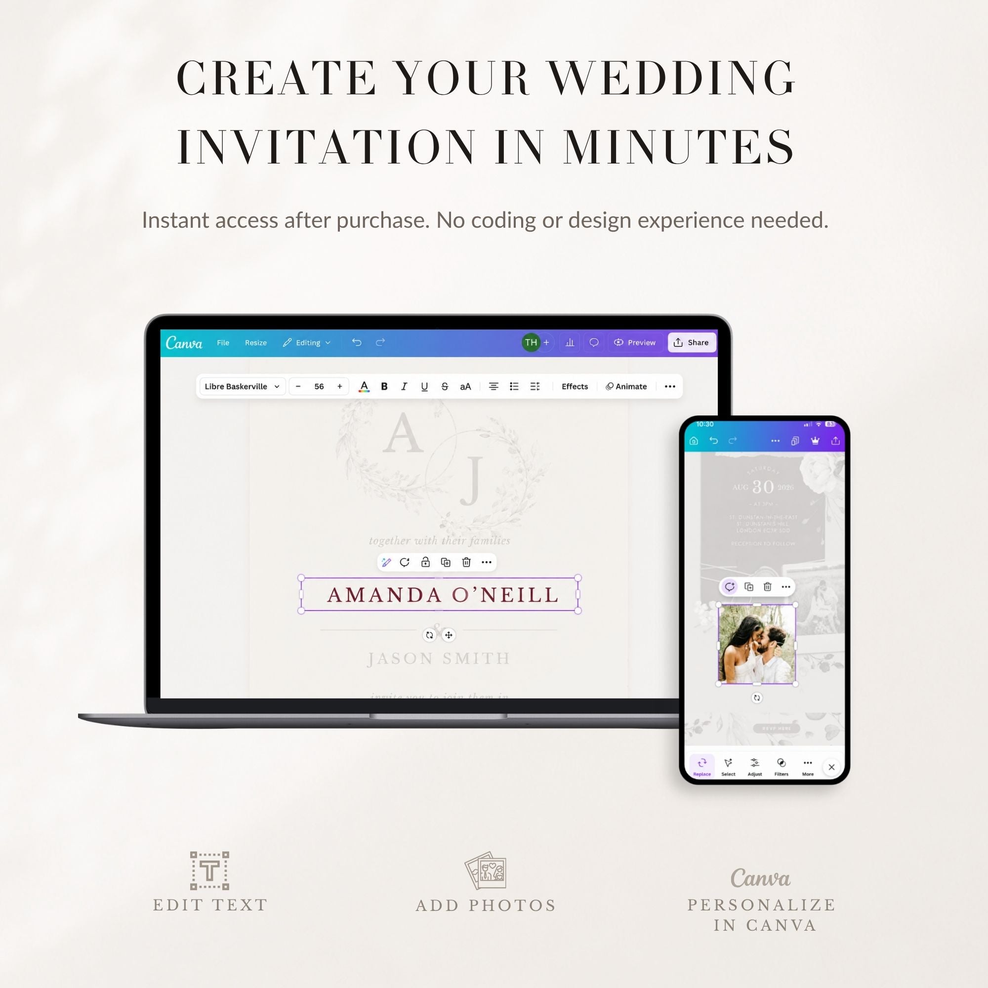 FLORA Rustic Online Digital Wedding Invitation with RSVP - Burgundy &amp; Olive