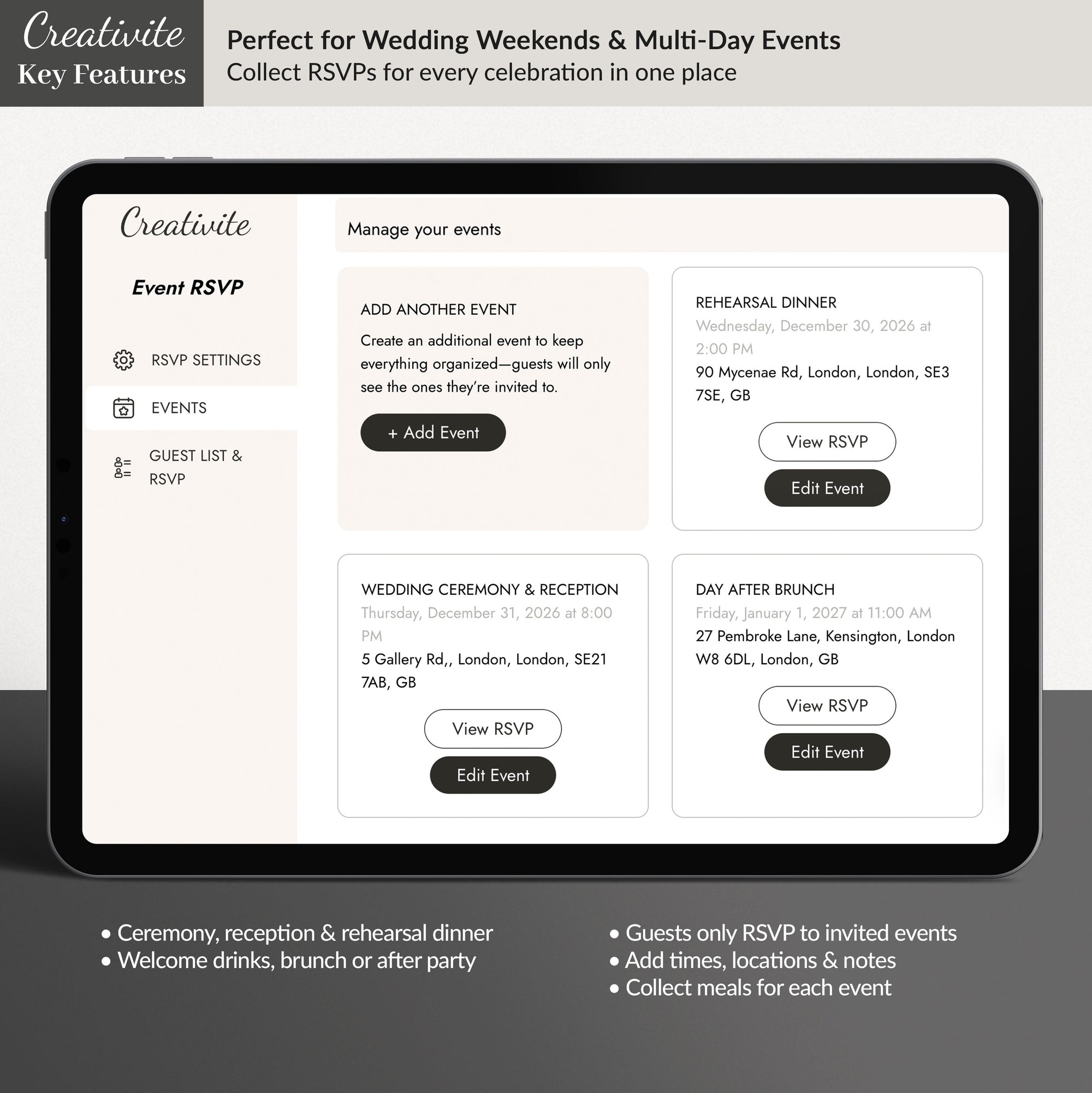 CREATIVITE Online Wedding RSVP Page – Collect &amp; Manage Guest Responses