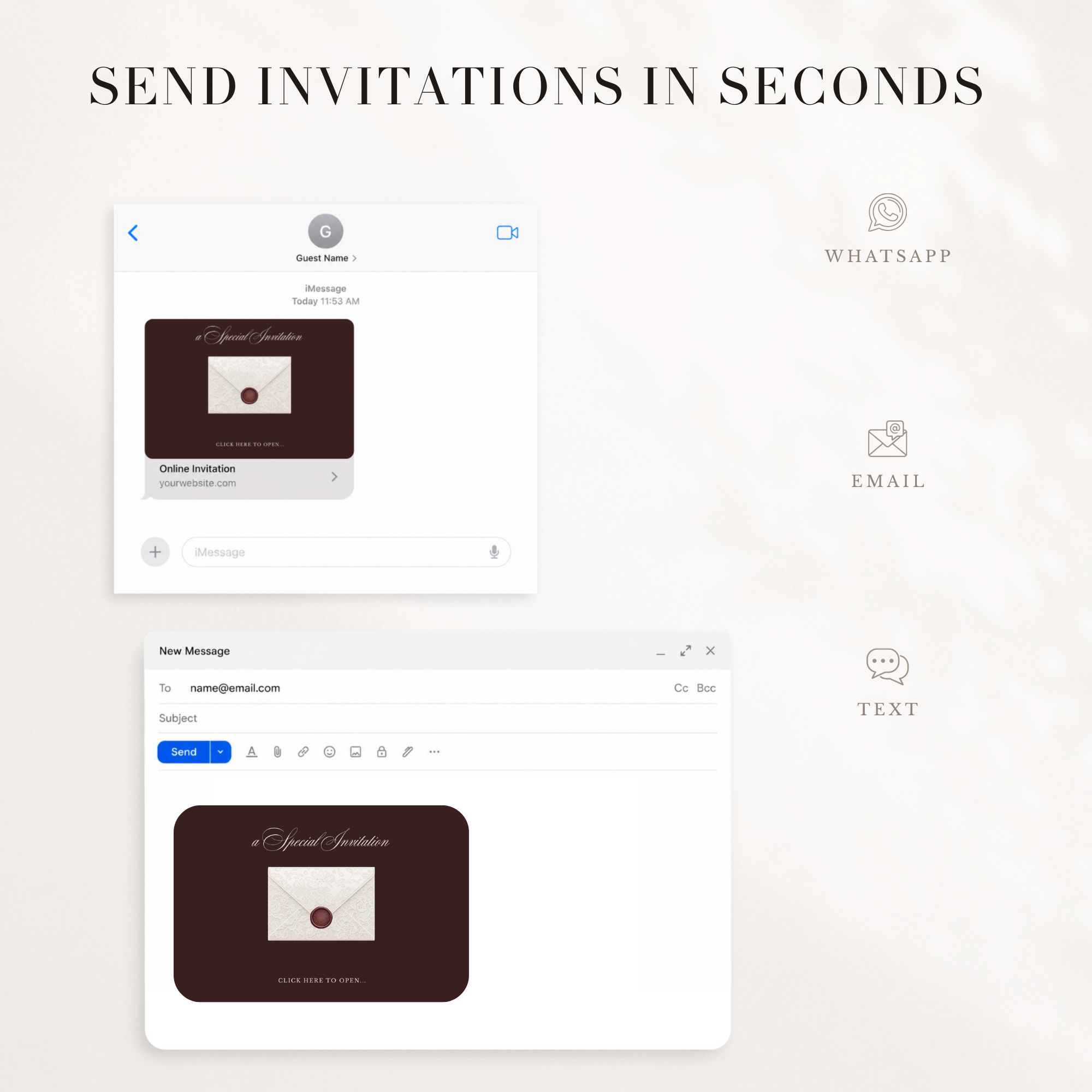 Old Money Online Digital Wedding Invitation with RSVP