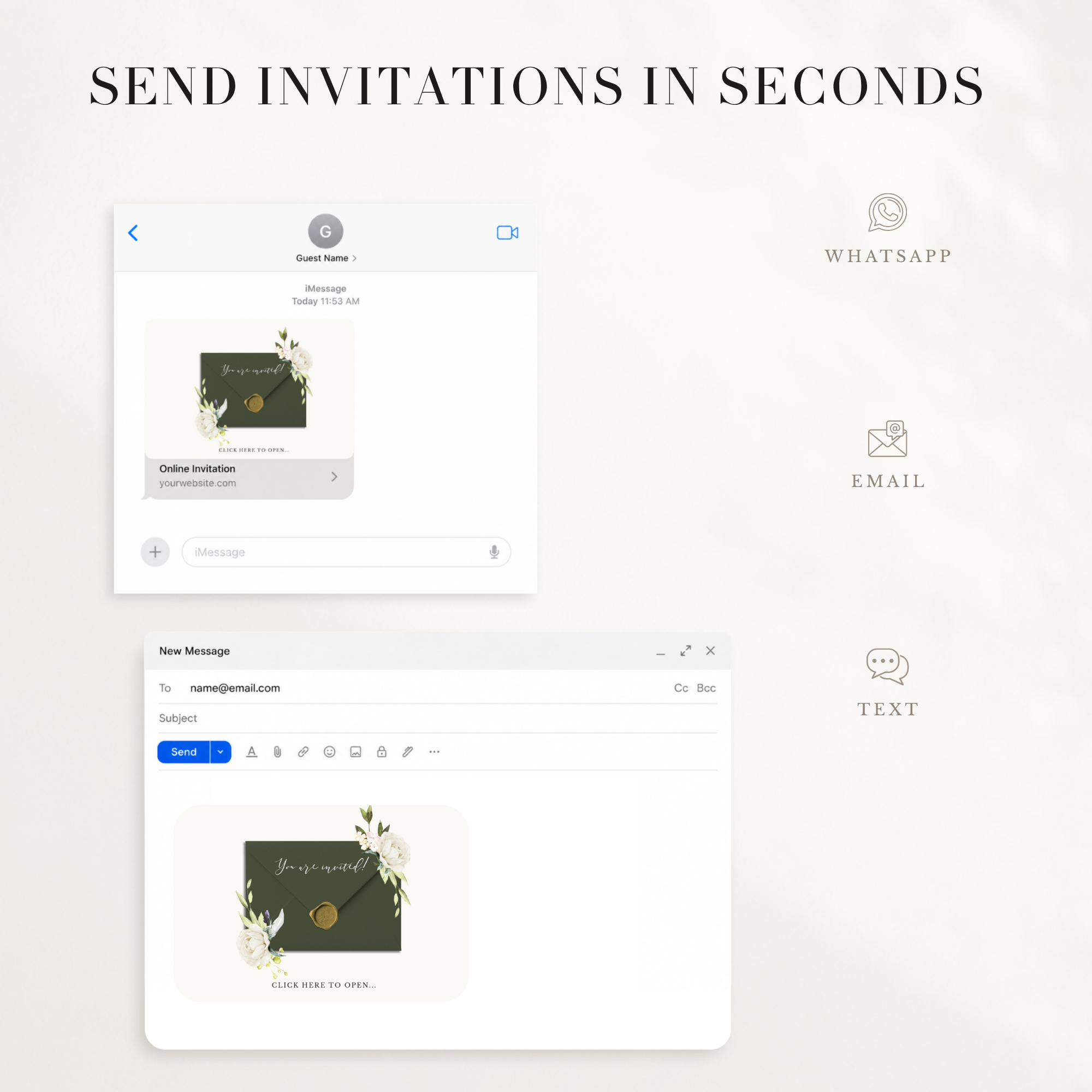 FLORA Rustic Online Digital Wedding Invitation with RSVP