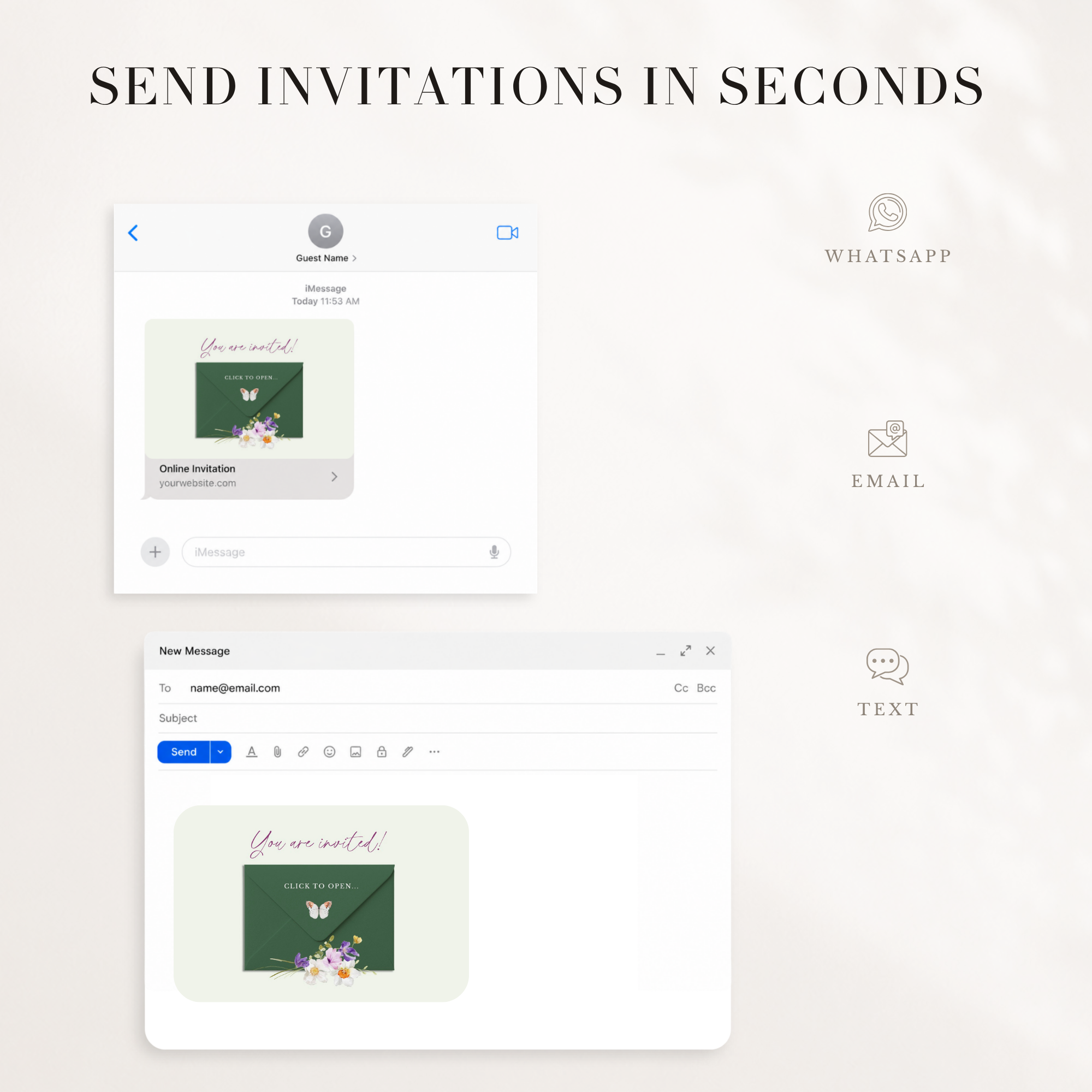 CLOE Wildflowers Online Digital Wedding Invitation with RSVP