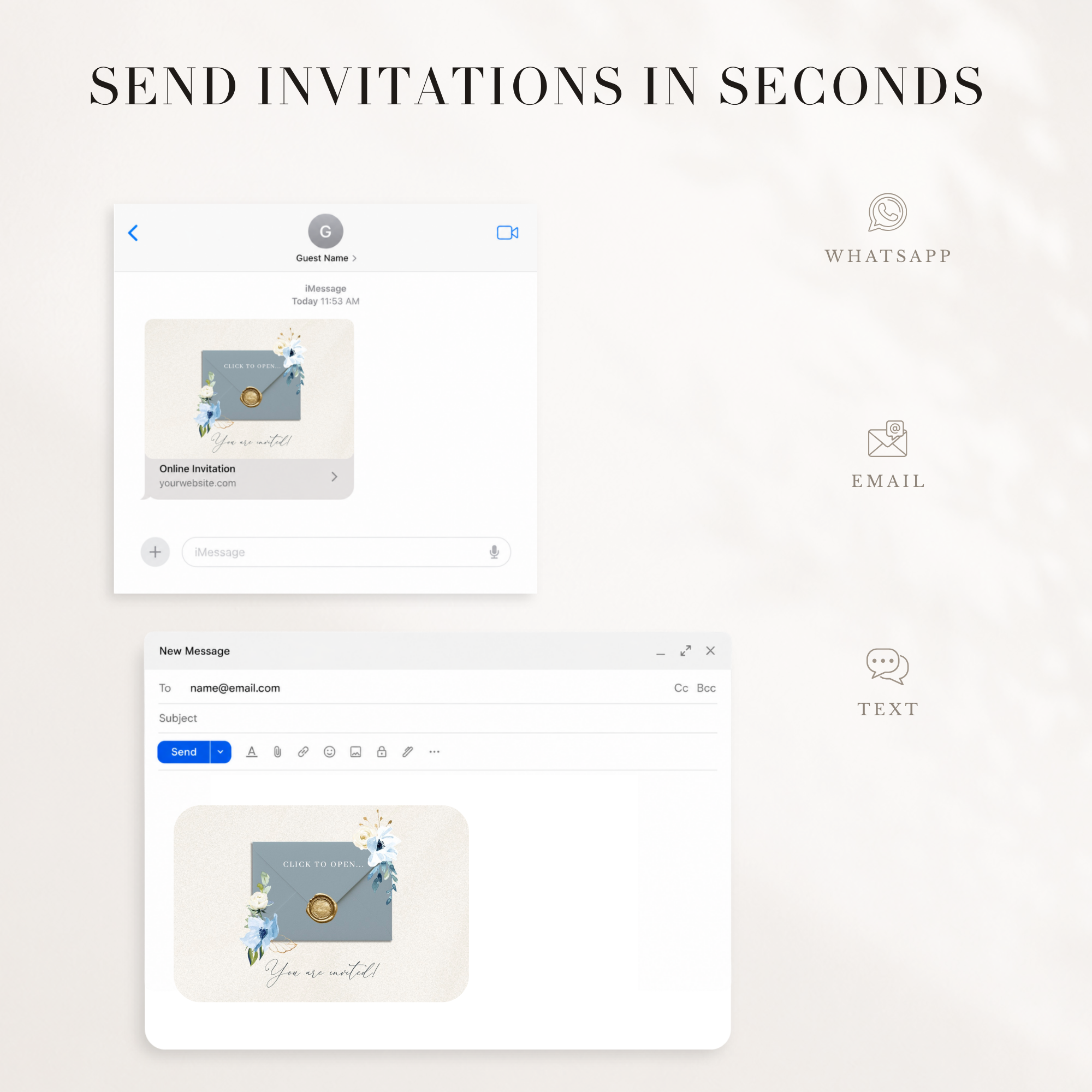 AZZURRA Dusty Blue Online Digital Save the Date