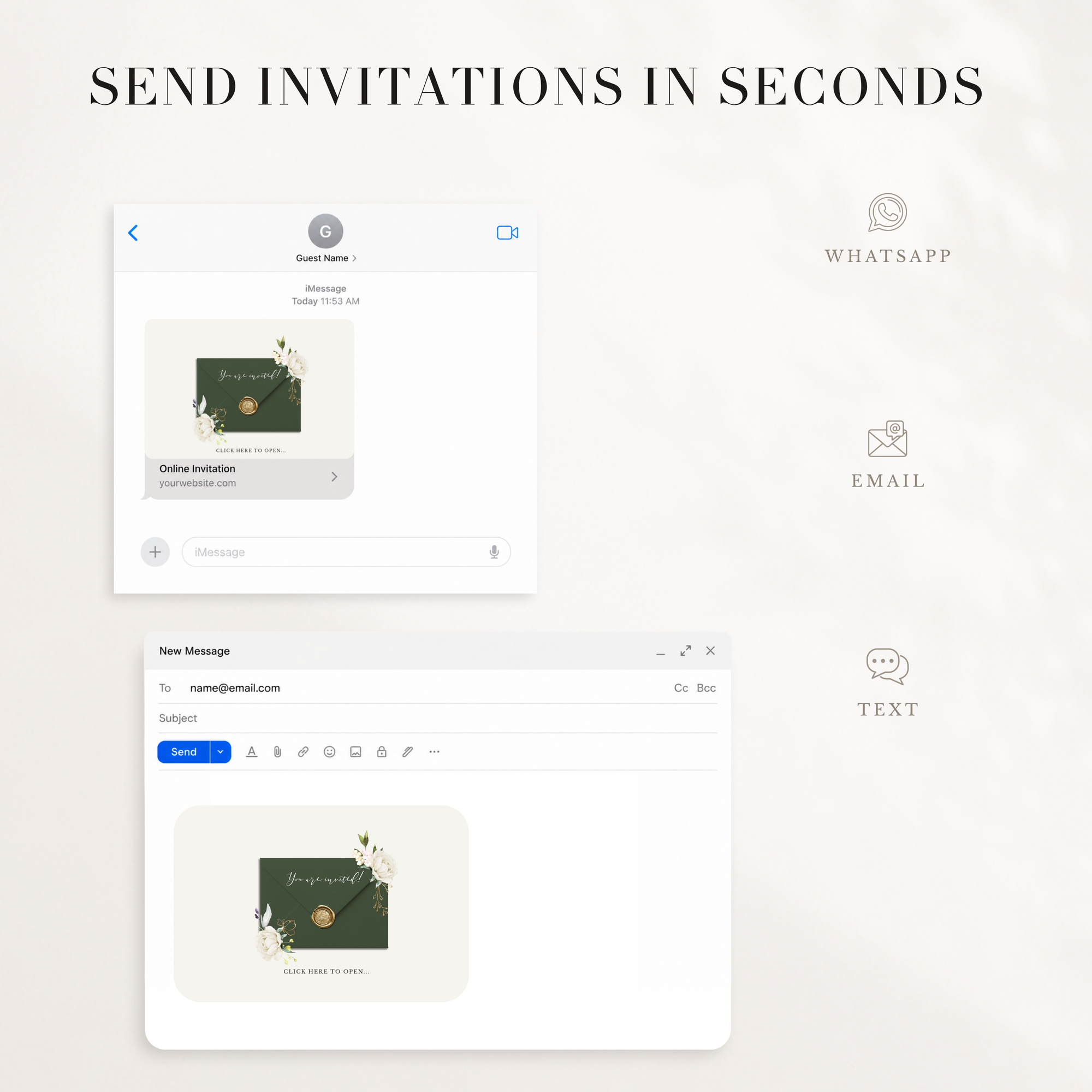Rustic Online Digital Wedding Invitation with RSVP
