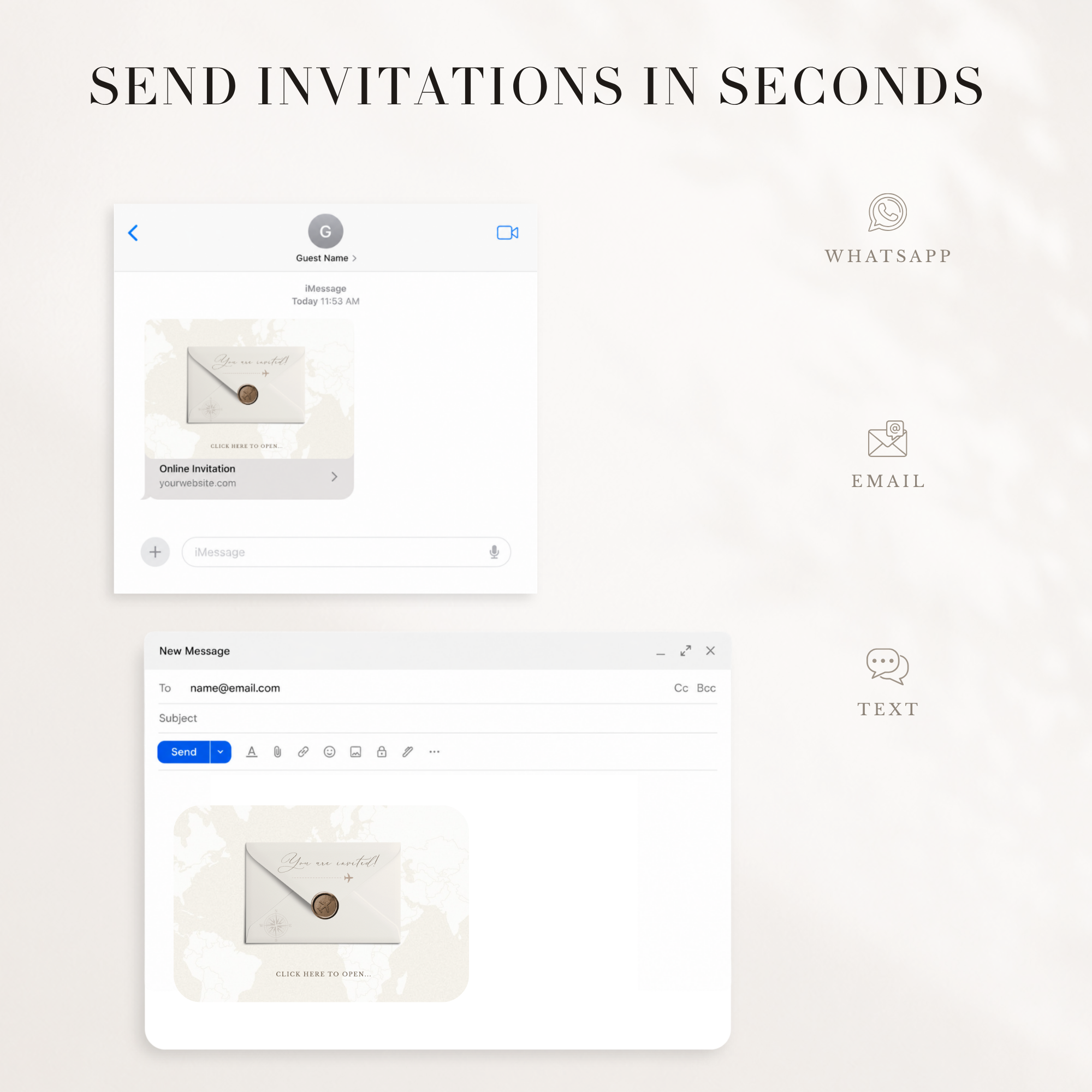 SOFIA Passport Style Online Digital Wedding Invitation with RSVP