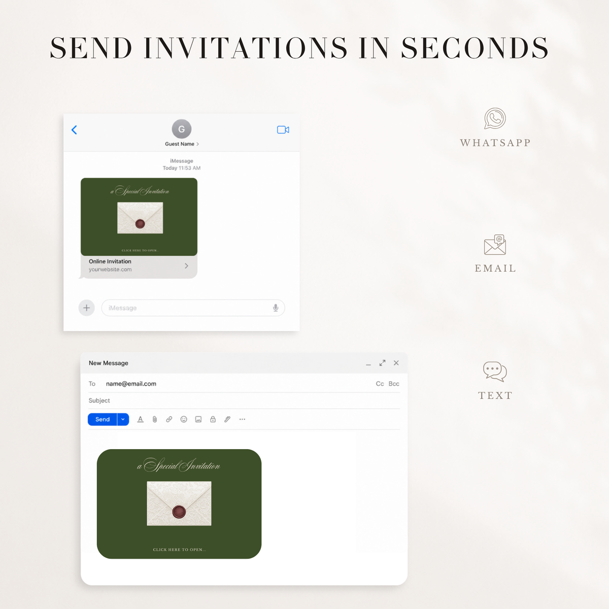 Old Money Online Digital Wedding Invitation with RSVP