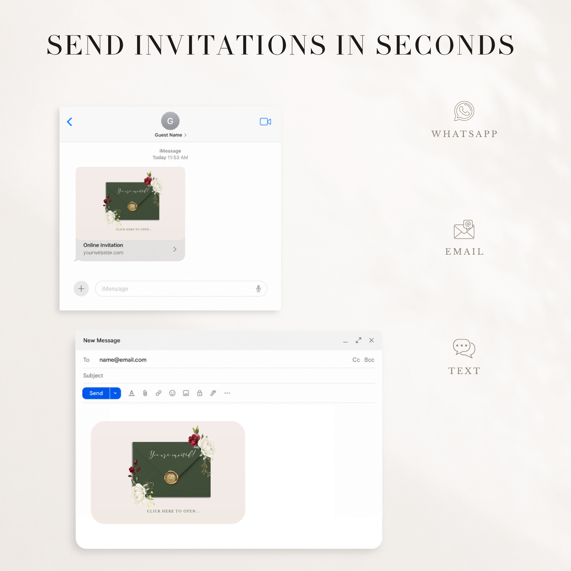 FLORA Online Digital Save the Date - Olive &amp; Burgundy