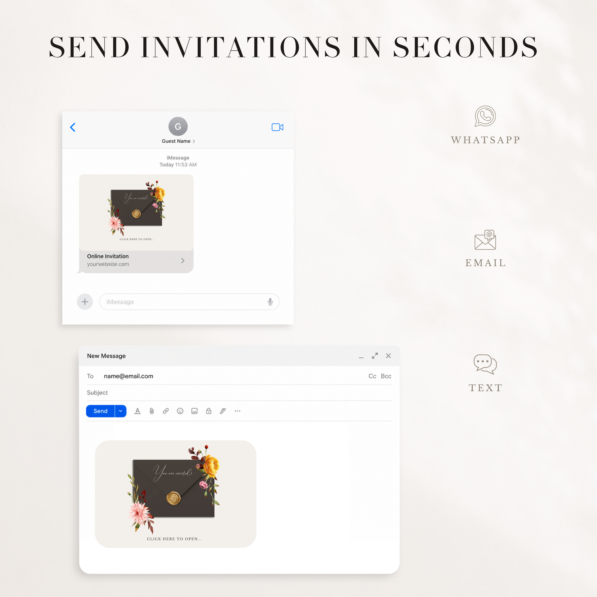 AMBRA Fall Online Digital Wedding Invitation with RSVP