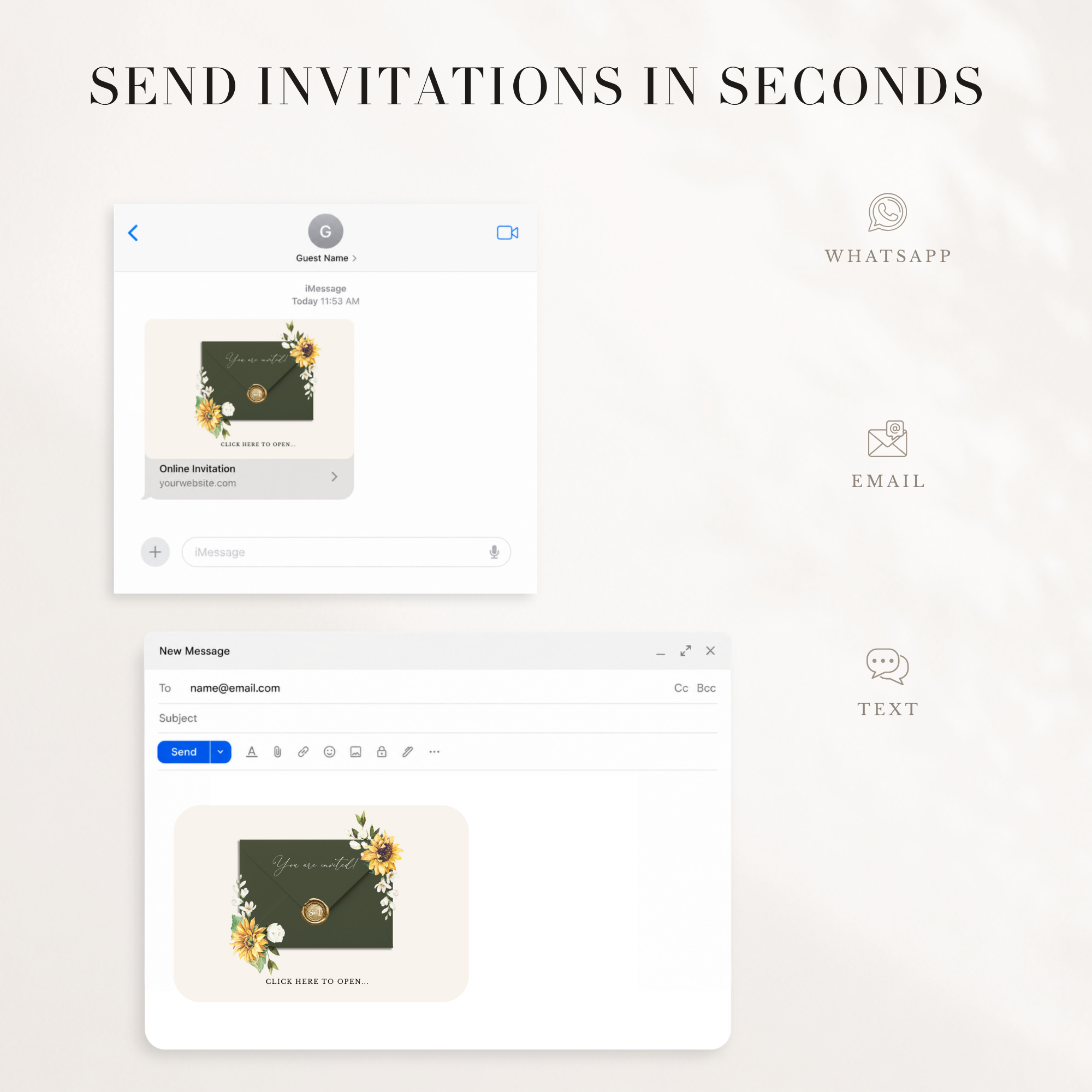 MARISOL Sunflowers Online Digital Wedding Invitation with RSVP