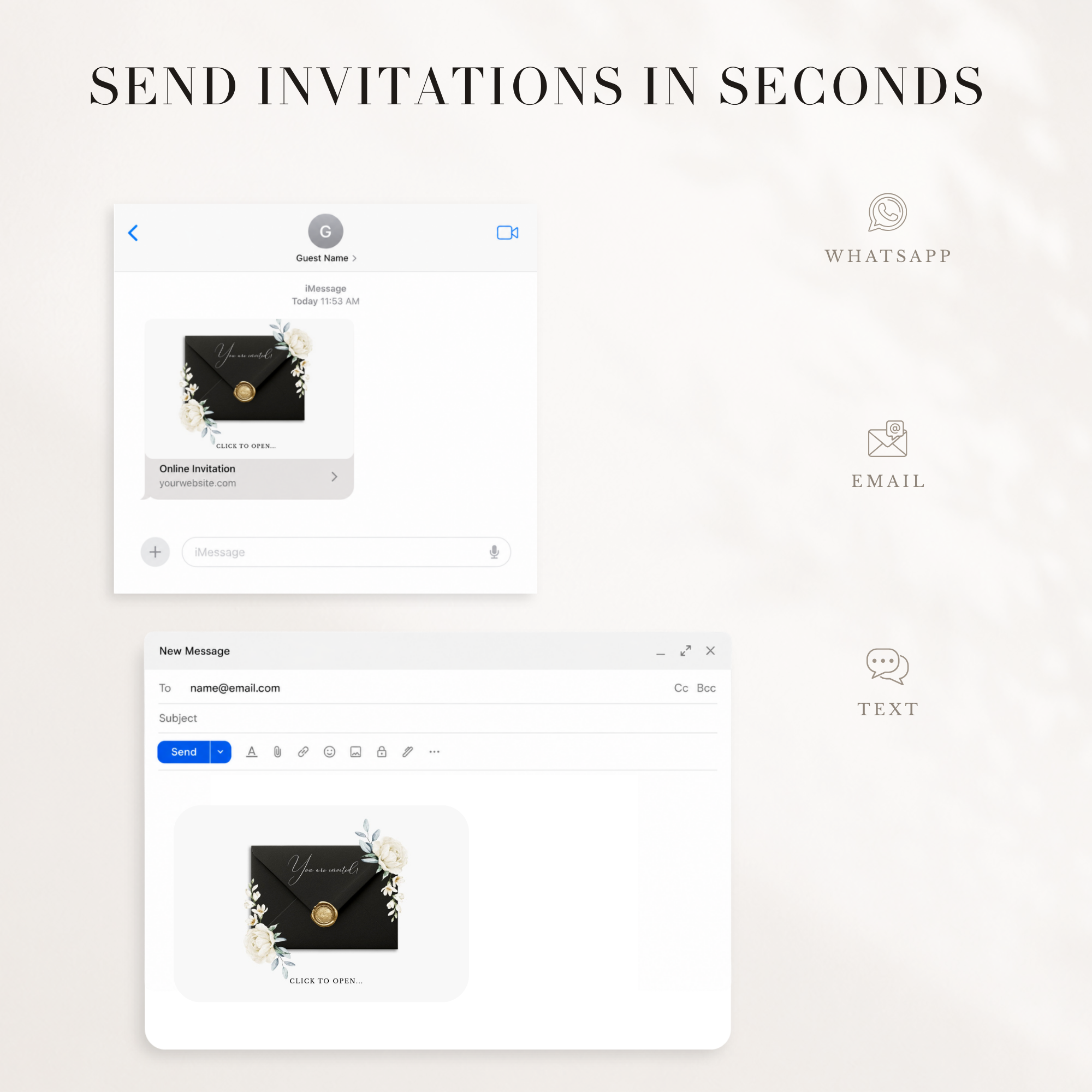 ELLA Modern Online Digital Wedding Invitation with RSVP