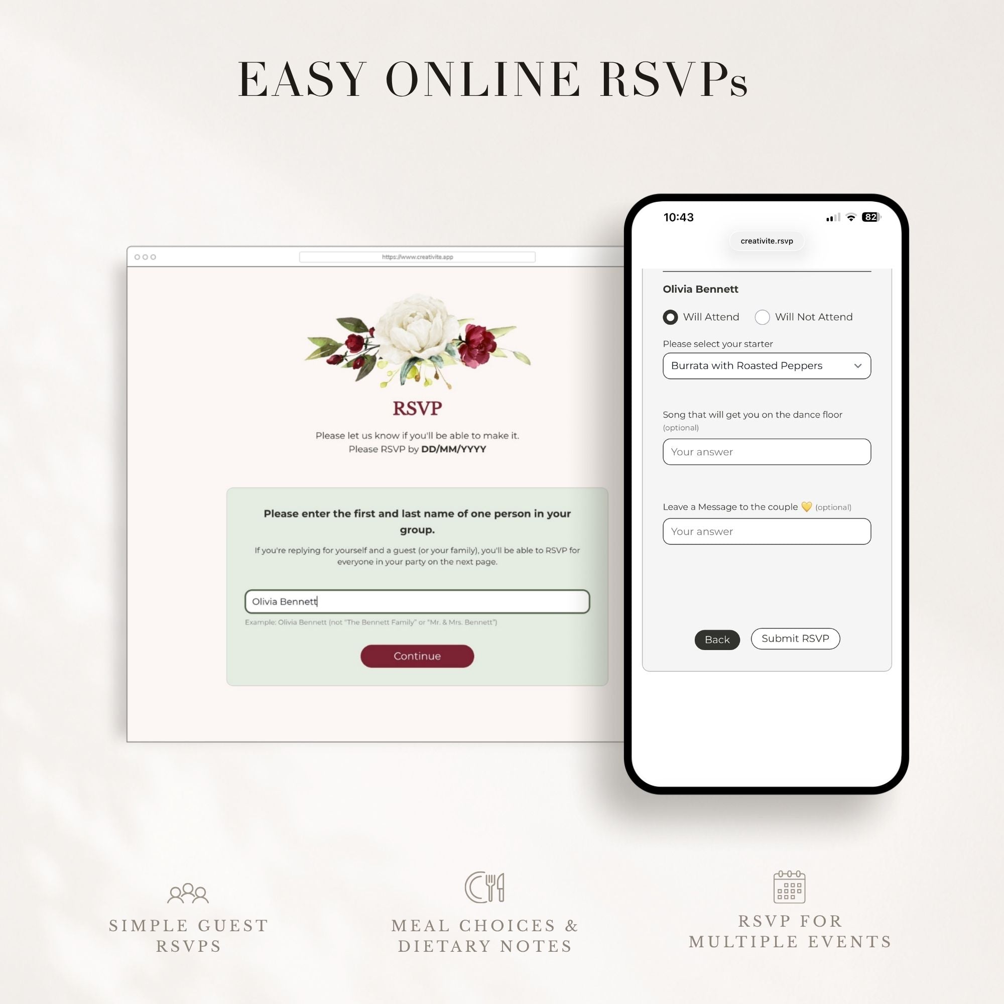 Flora Wedding Website Template for Canva with RSVP - Burgundy &amp; Olive Green