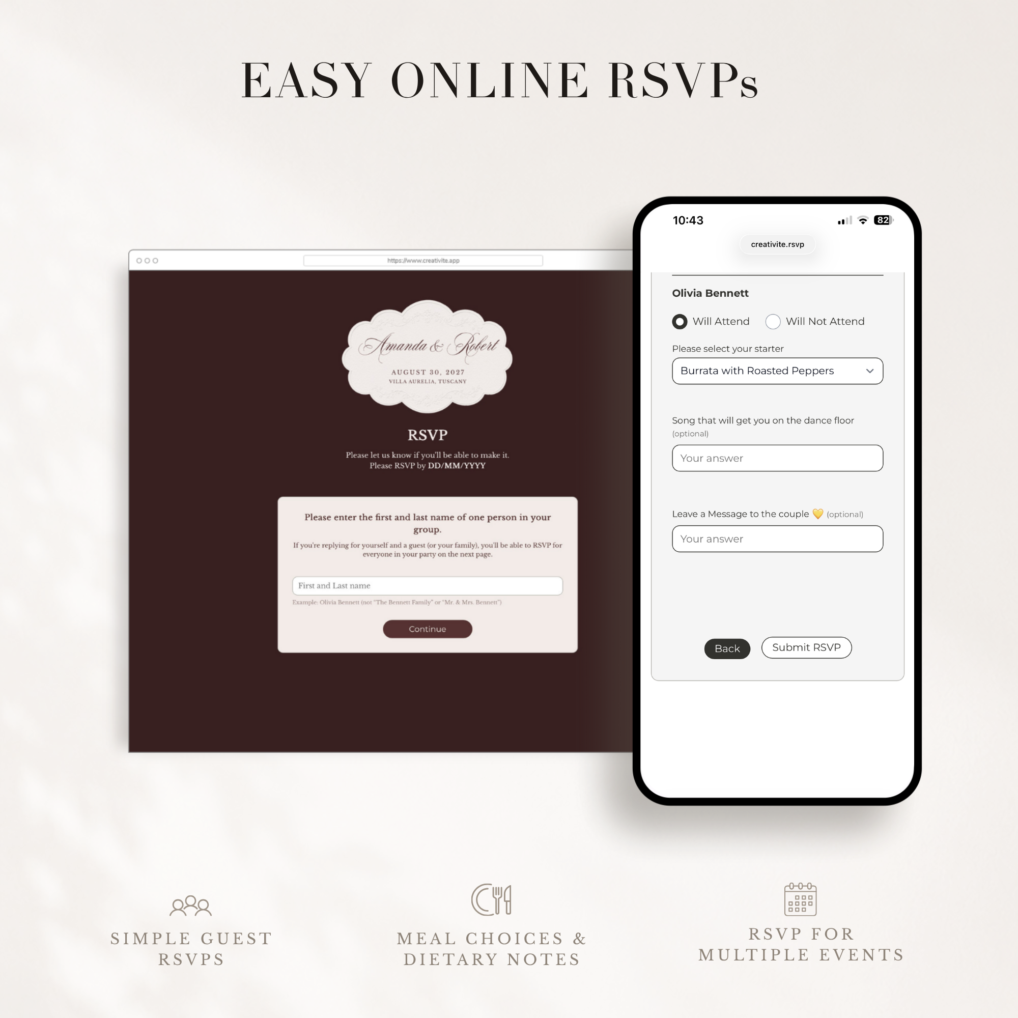 Old Money Online Digital Wedding Invitation with RSVP