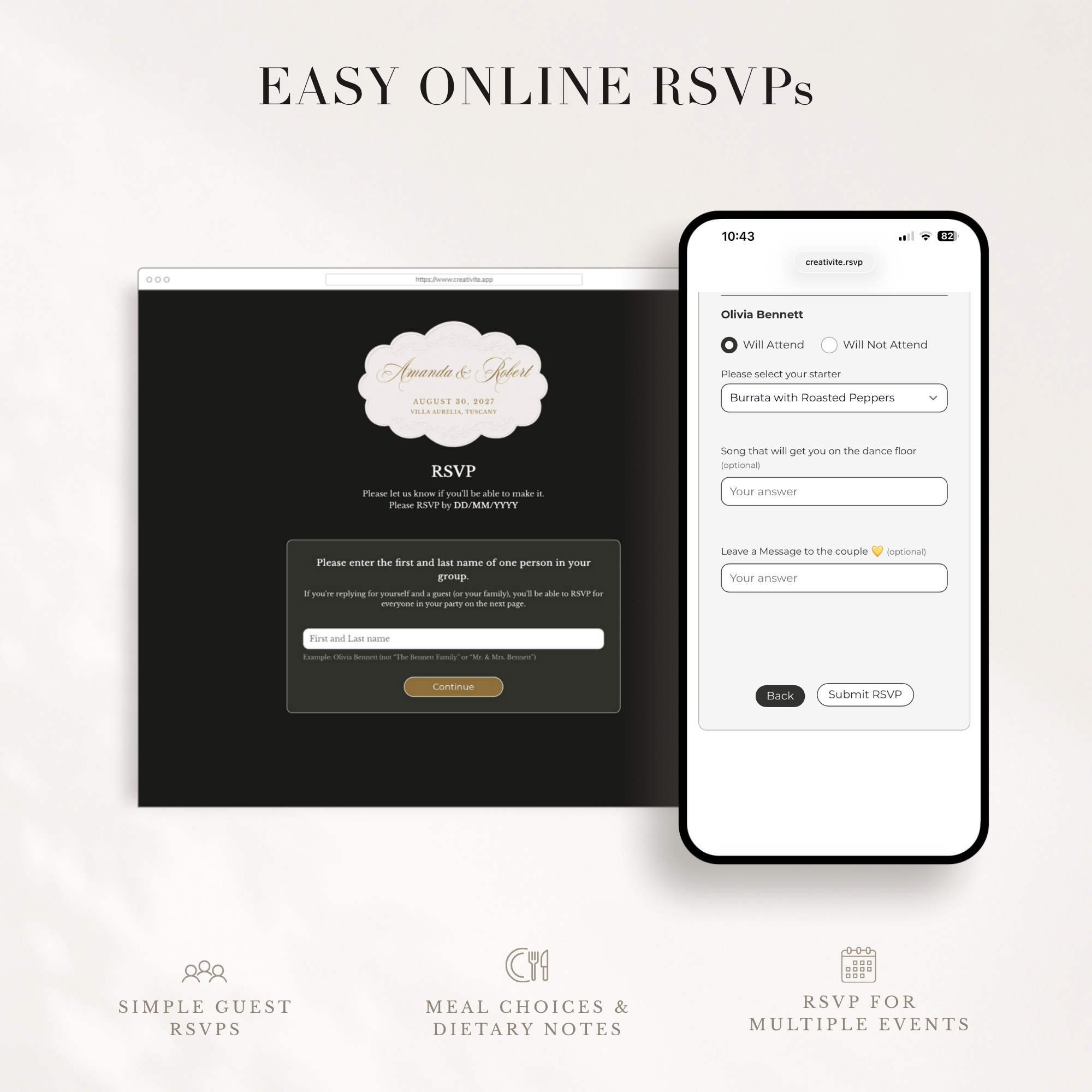Old Money Wedding Website Template for Canva with RSVP