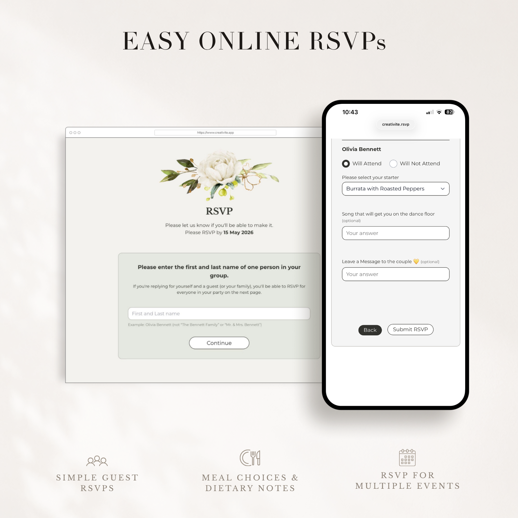 FLORA Rustic Online Digital Wedding Invitation with RSVP