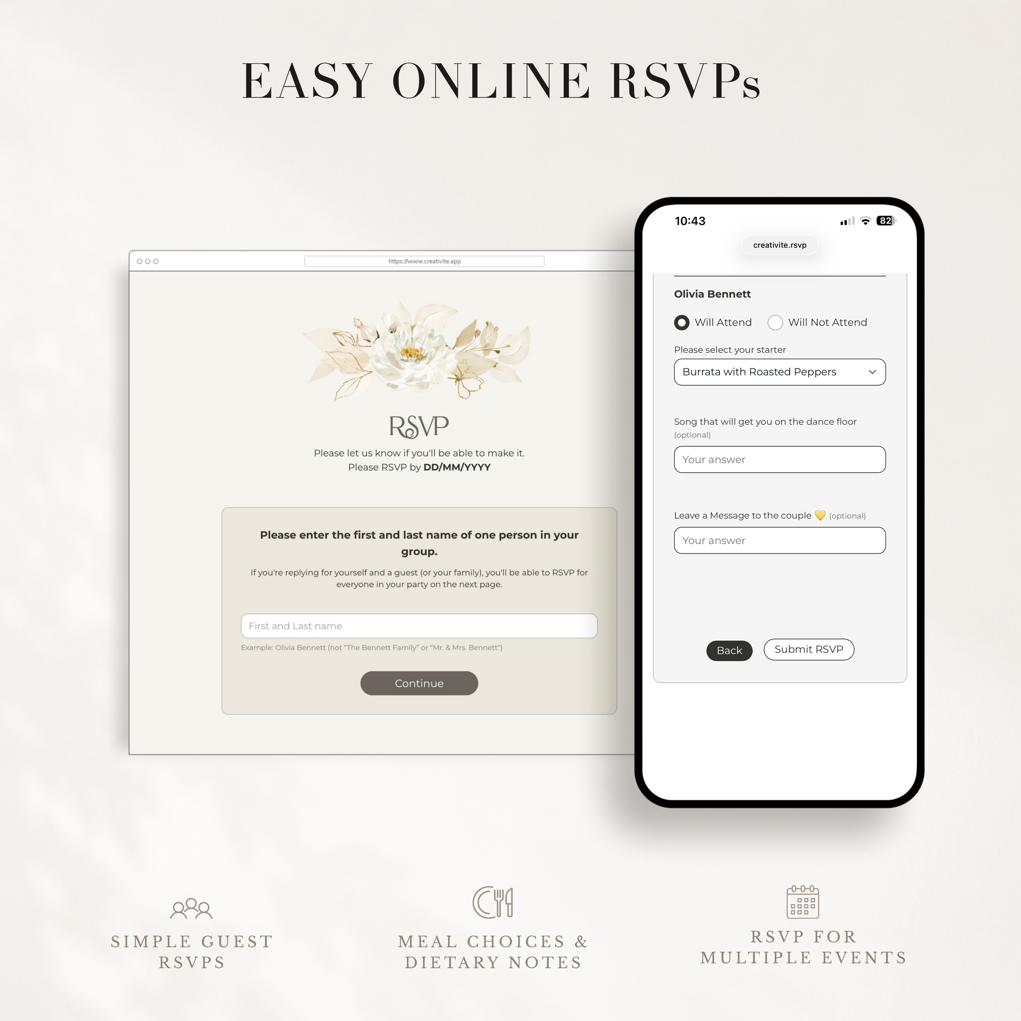 DORA Elegant Online Digital Wedding Invitation with RSVP